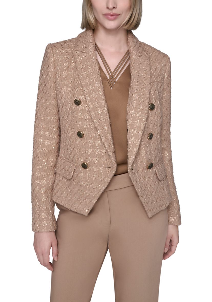 Womens Tweed Double Breasted Novelty Jacket