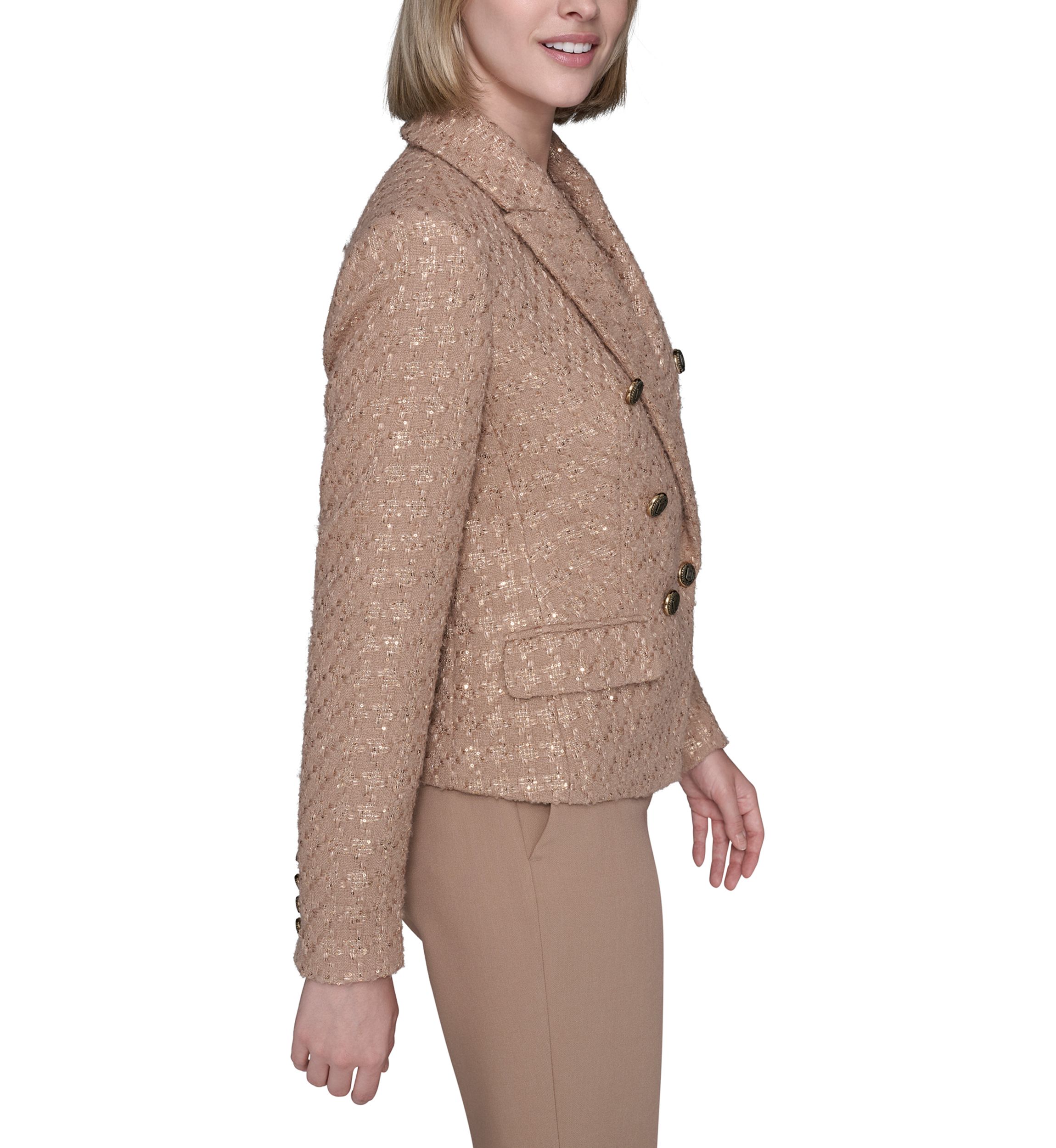Womens Tweed Double Breasted Novelty Jacket