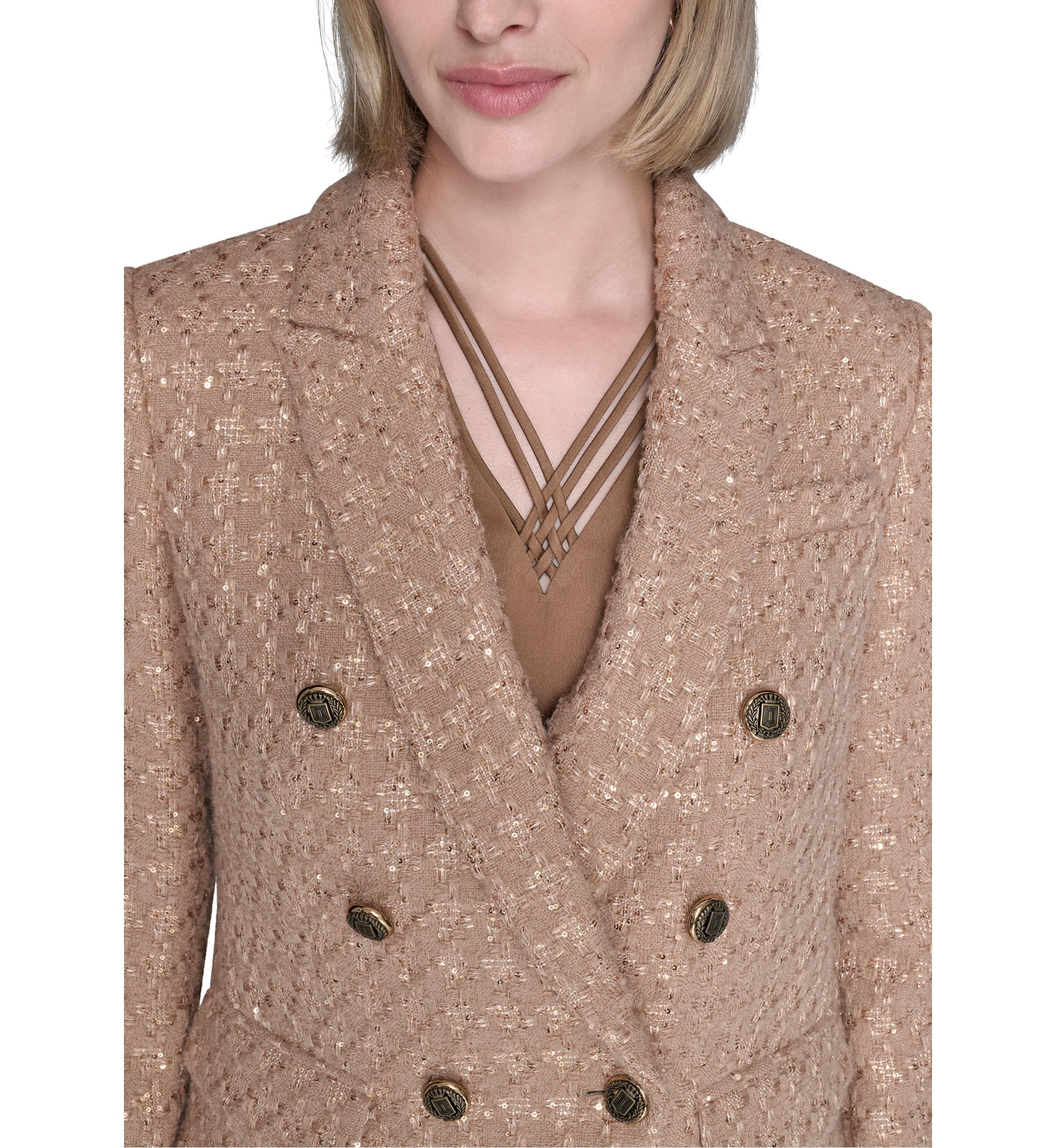 Womens Tweed Double Breasted Novelty Jacket