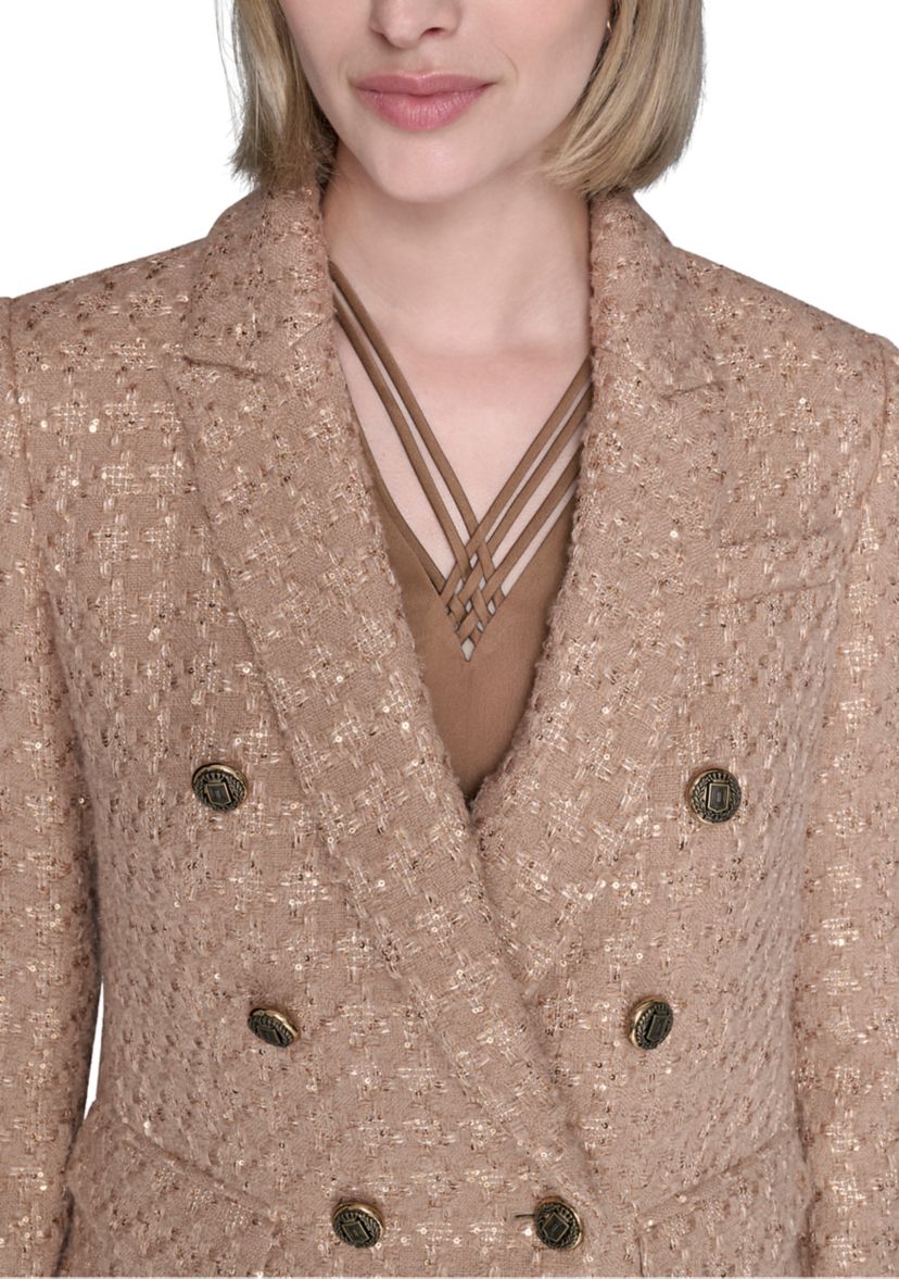 Womens Tweed Double Breasted Novelty Jacket