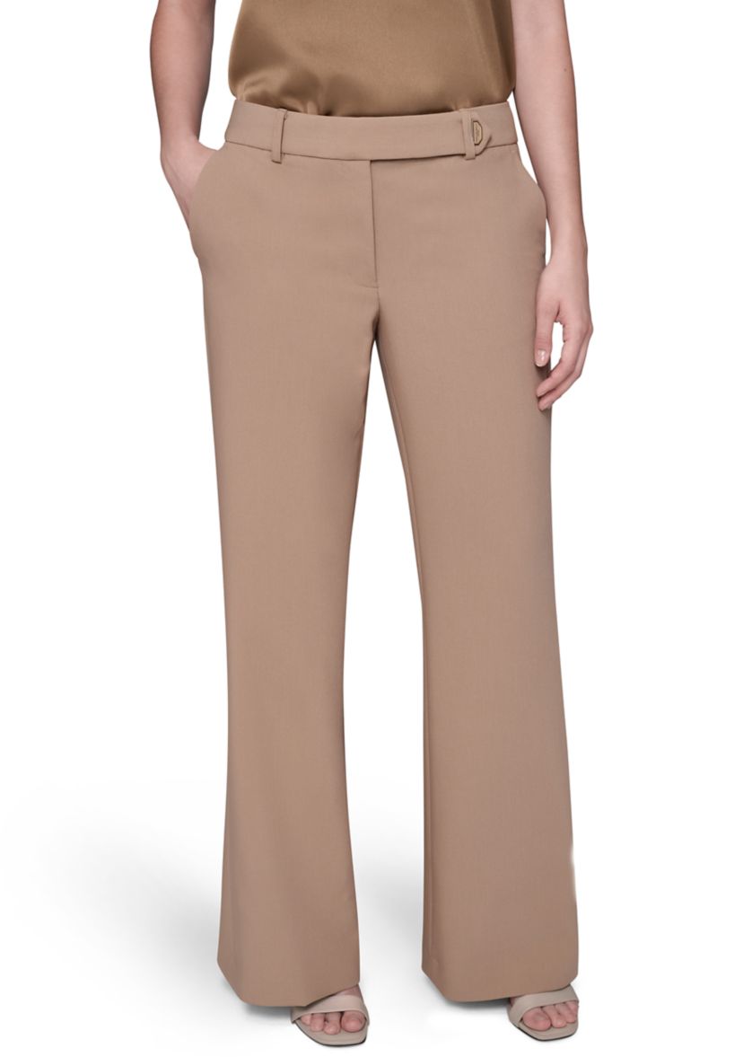 Womens High Waisted Fit and Flare Pants with Extended Tab