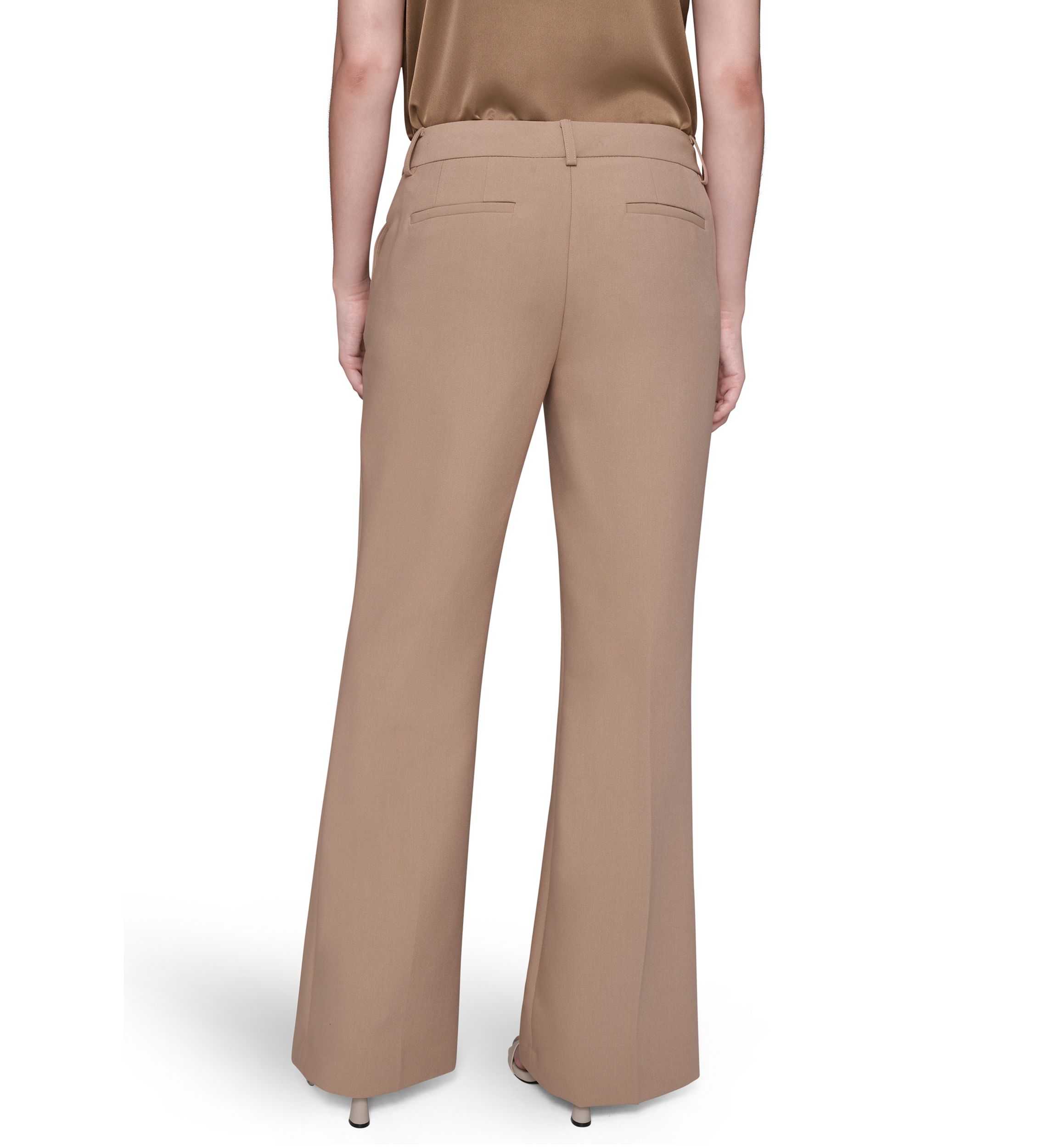 Womens High Waisted Fit and Flare Pants with Extended Tab