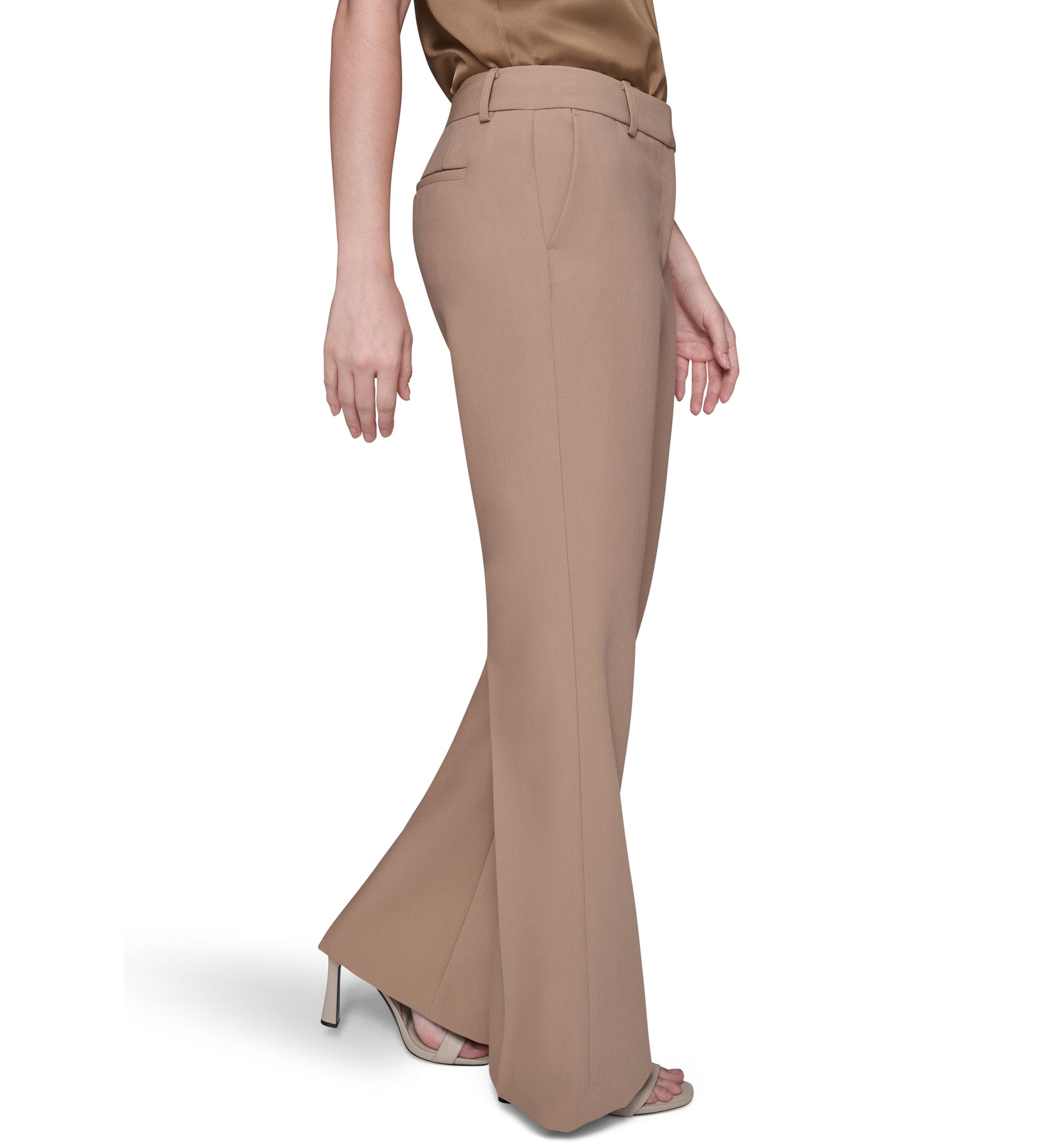 Womens High Waisted Fit and Flare Pants with Extended Tab