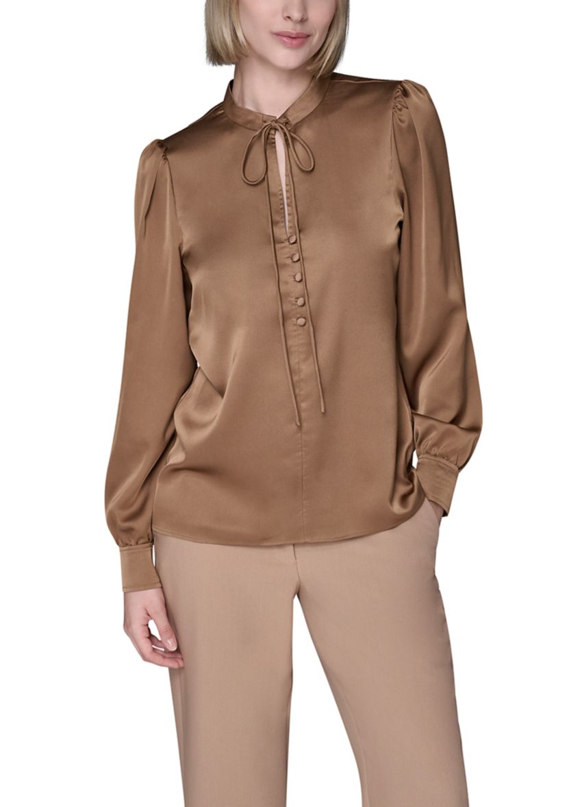 Womens Long Sleeve Tie Neck Blouse