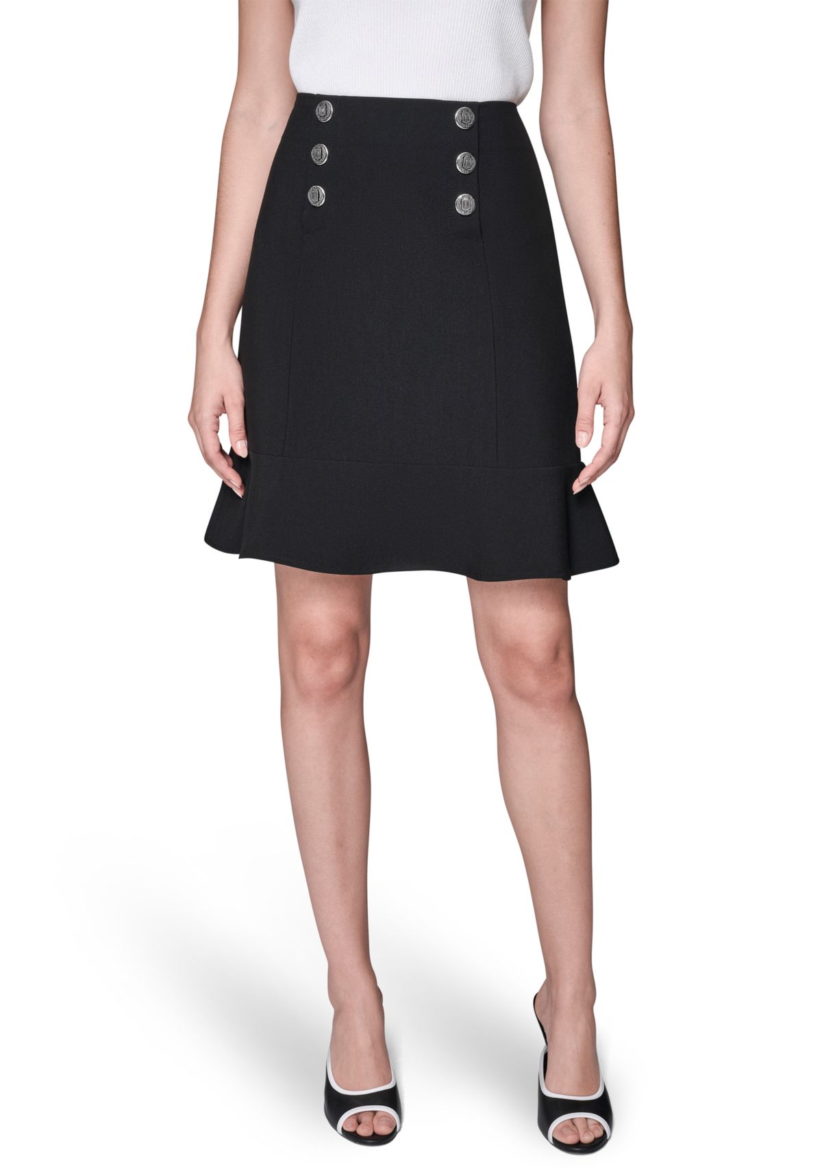 Womens Peplum Skirt with Button Detail