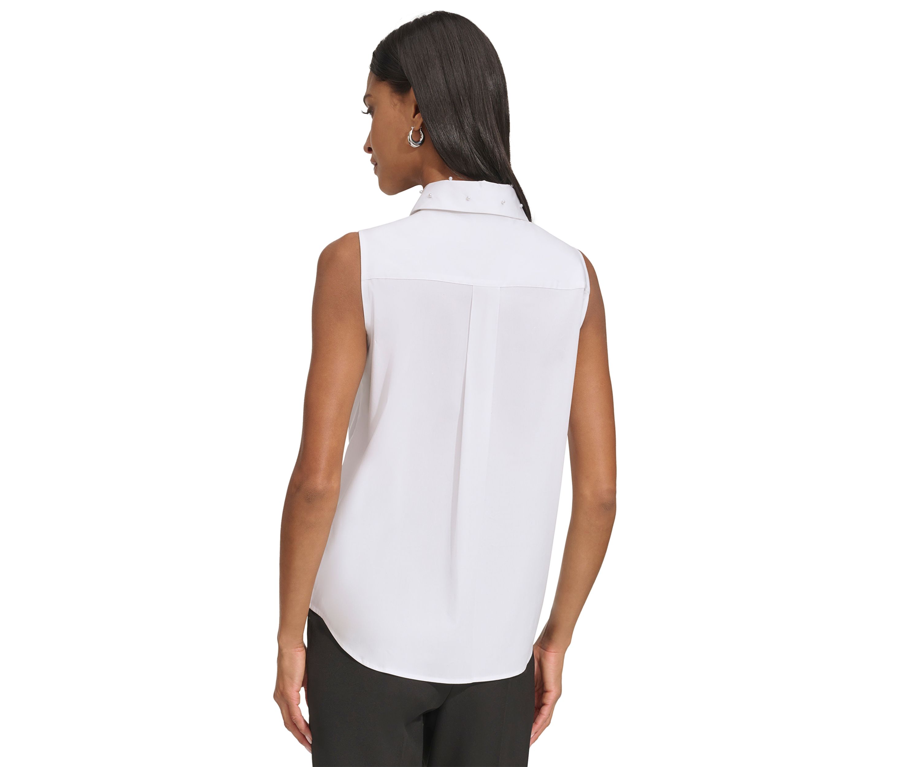 Womens Sleeveless Top with Pearl Accents