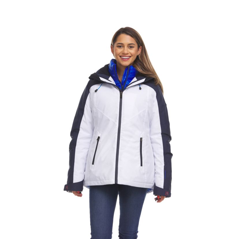 Women’s Ski Jacket 3 in 1 Waterproof Winter Jacket Snow Jacket Windproof Hooded with Inner Warm Puffer Coat (Standard and Plus Size)