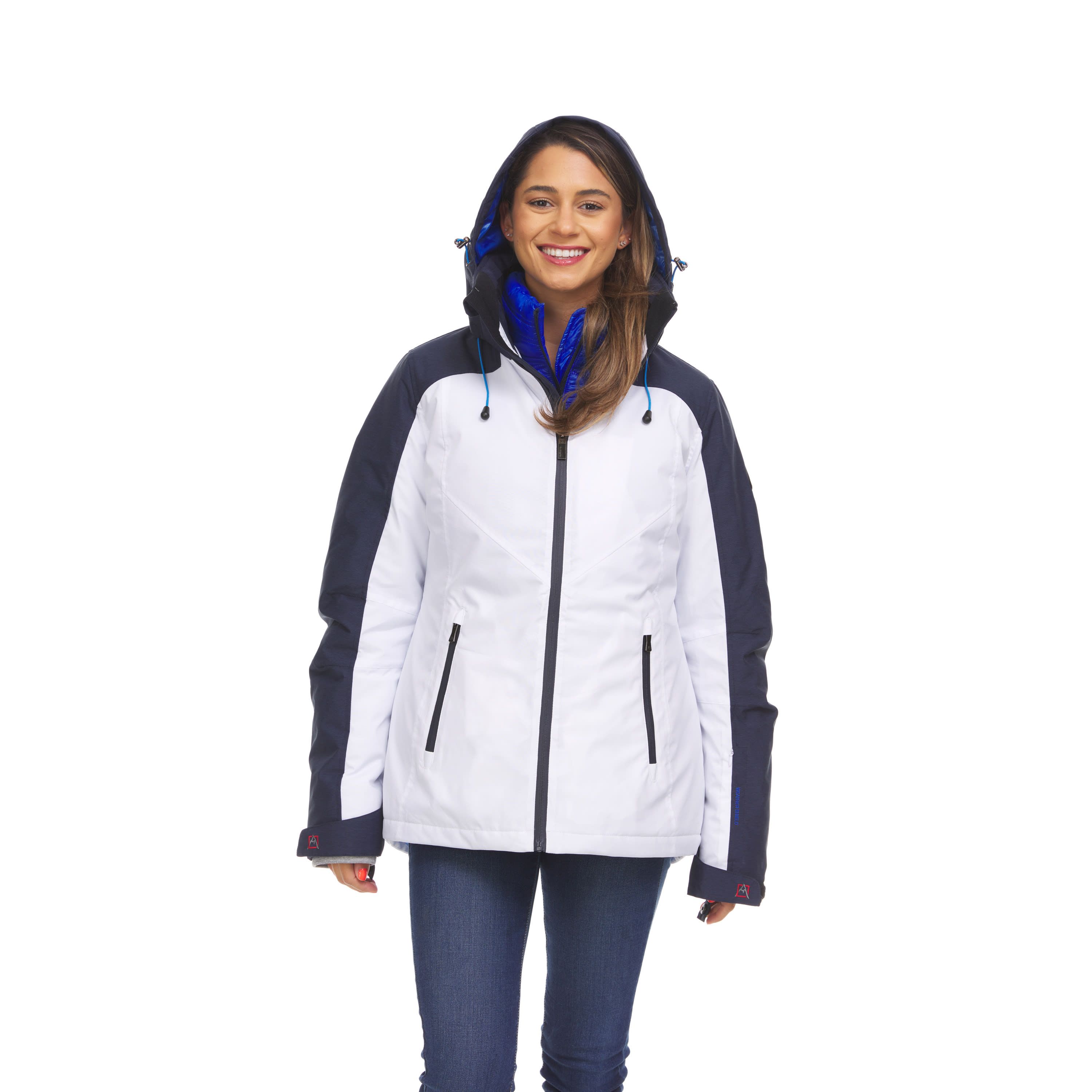 Women’s Ski Jacket 3 in 1 Waterproof Winter Jacket Snow Jacket Windproof Hooded with Inner Warm Puffer Coat (Standard and Plus Size)