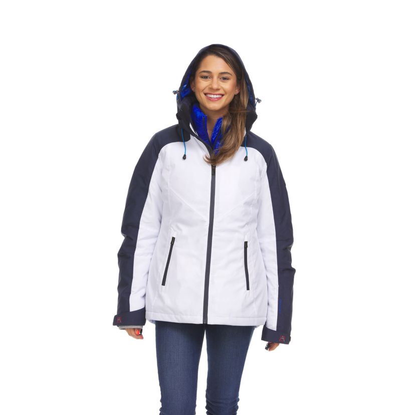 Women’s Ski Jacket 3 in 1 Waterproof Winter Jacket Snow Jacket Windproof Hooded with Inner Warm Puffer Coat (Standard and Plus Size)