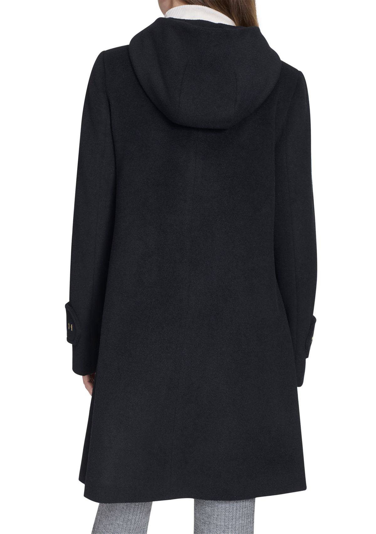 Womens Asymmetrical Button Front Coat with Hood