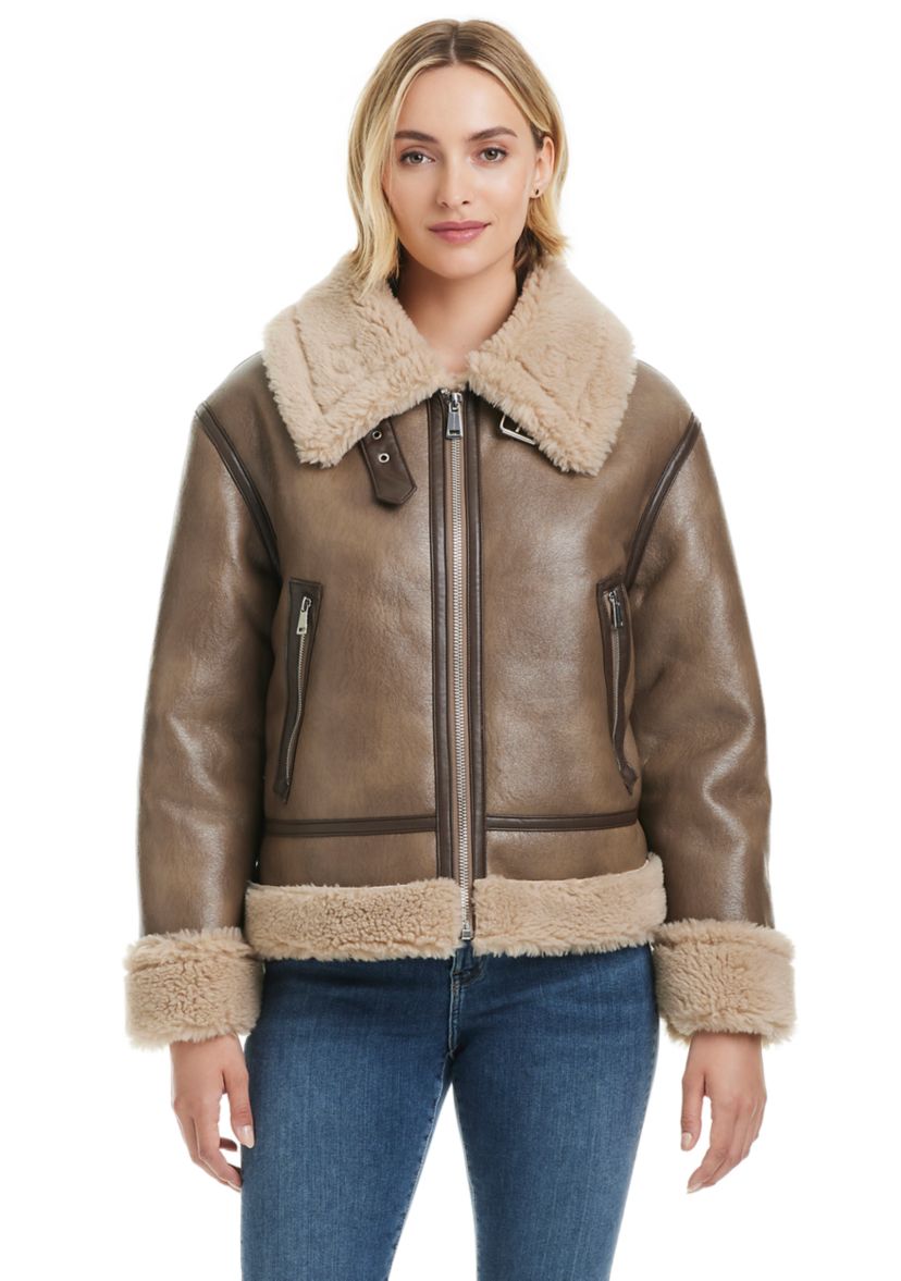 Womens Zarina Textured Sherpa Jacket
