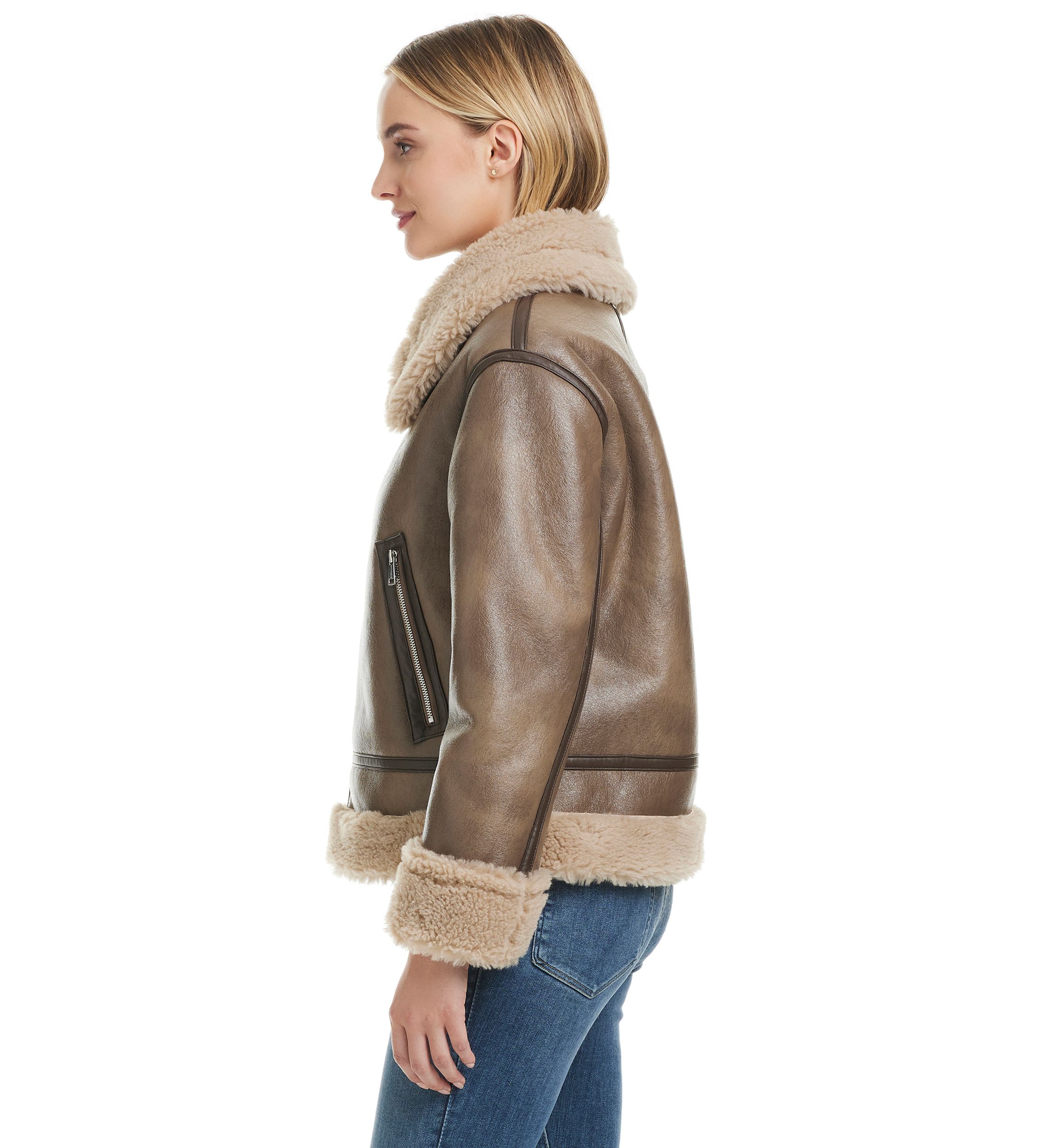 Womens Zarina Textured Sherpa Jacket