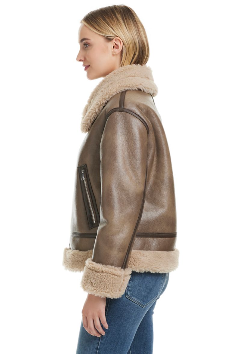 Womens Zarina Textured Sherpa Jacket