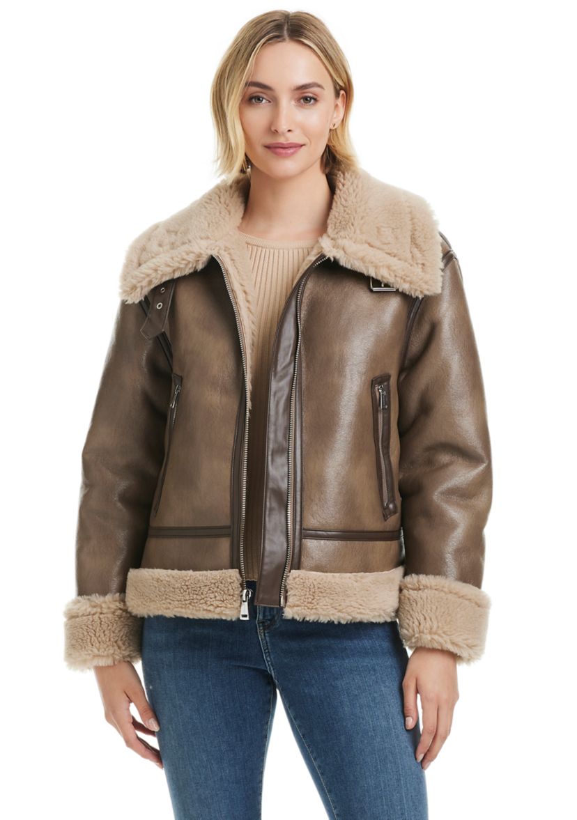 Womens Zarina Textured Sherpa Jacket