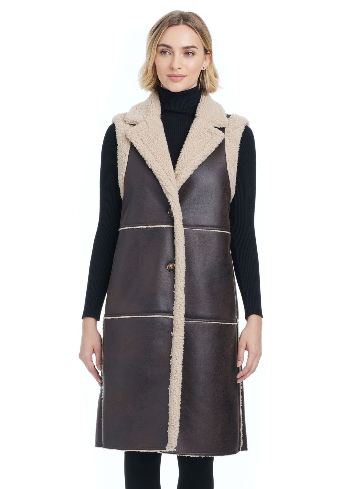 Womens Long Shearling Vest