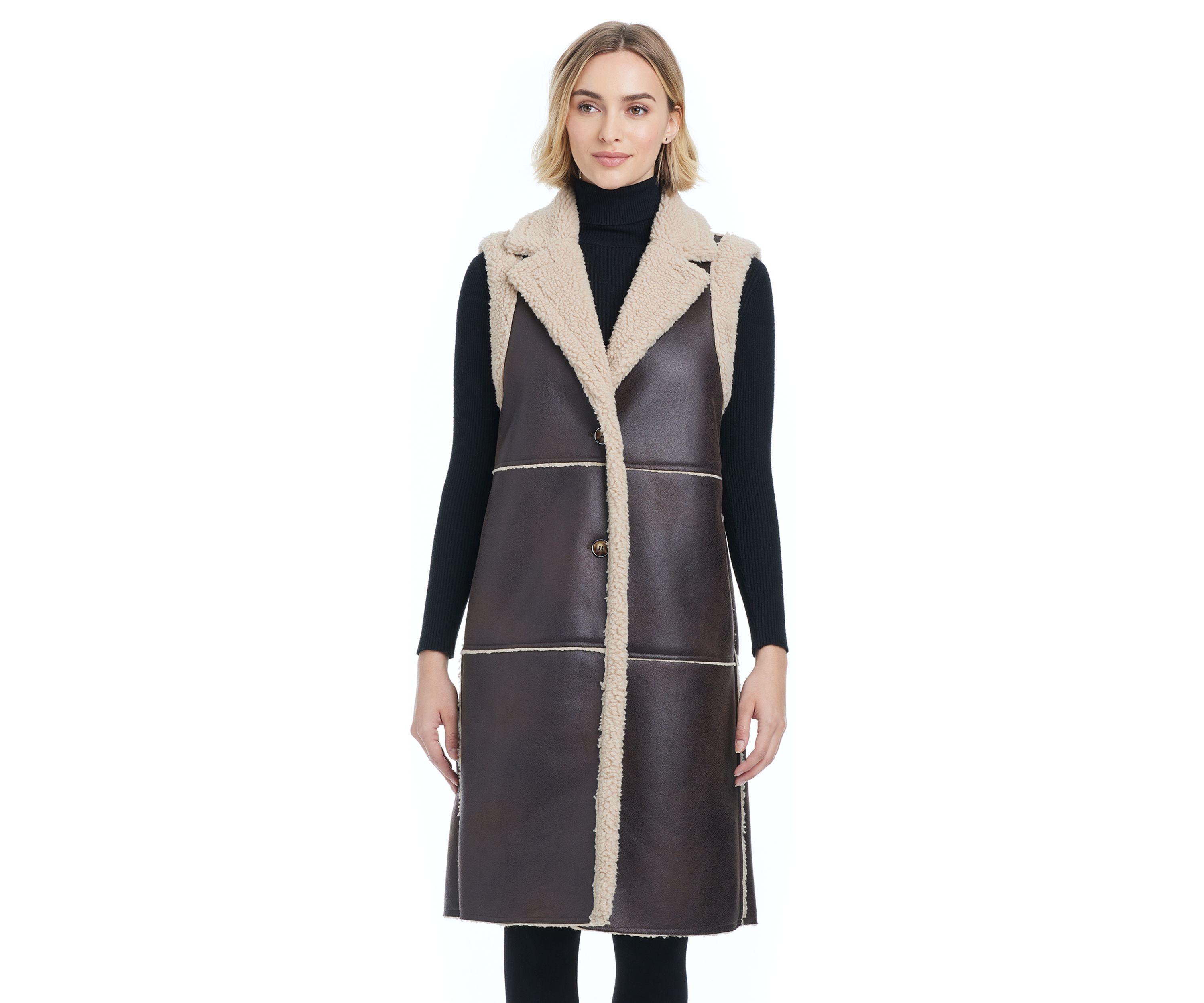 Womens Long Shearling Vest