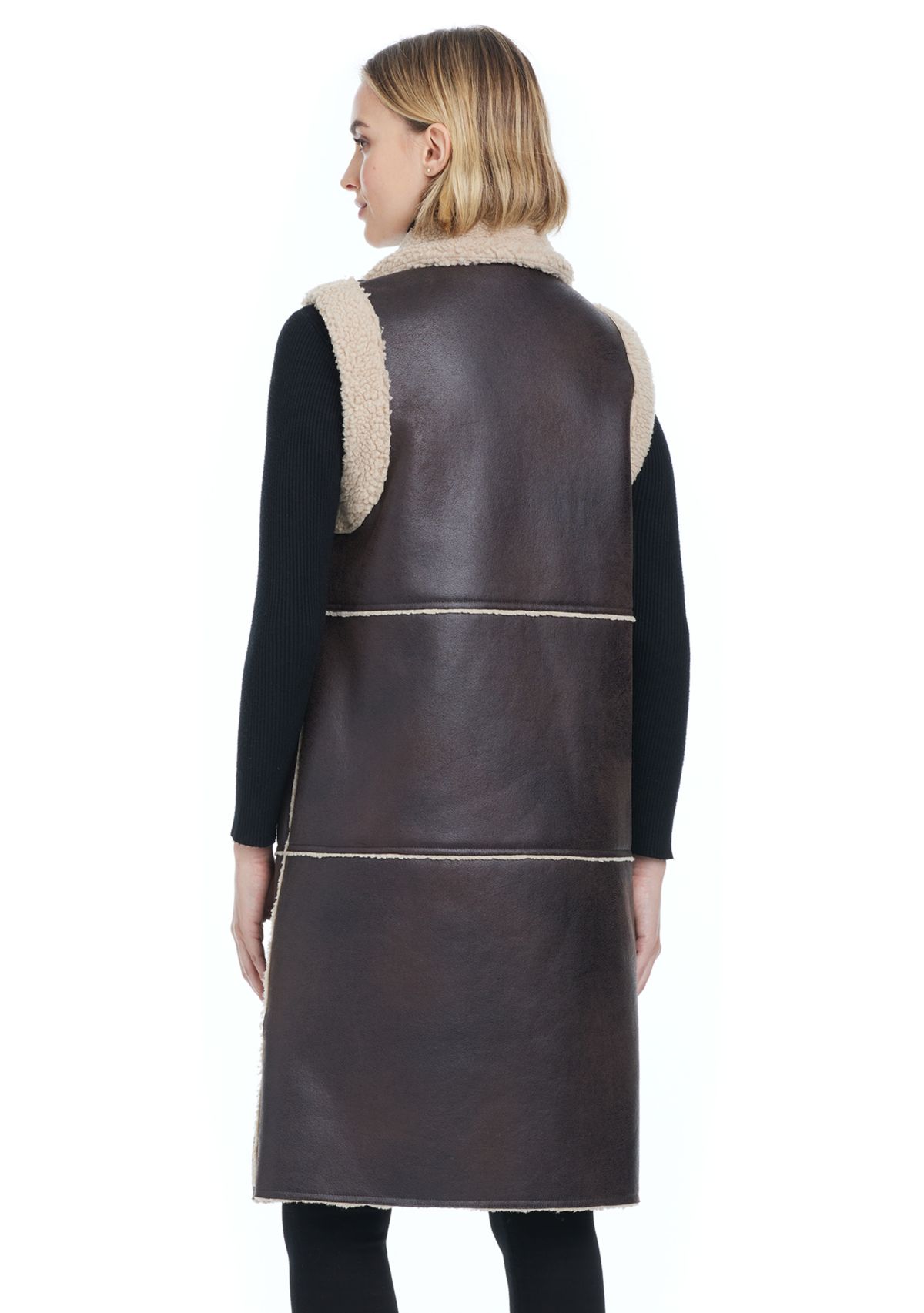 Womens Long Shearling Vest