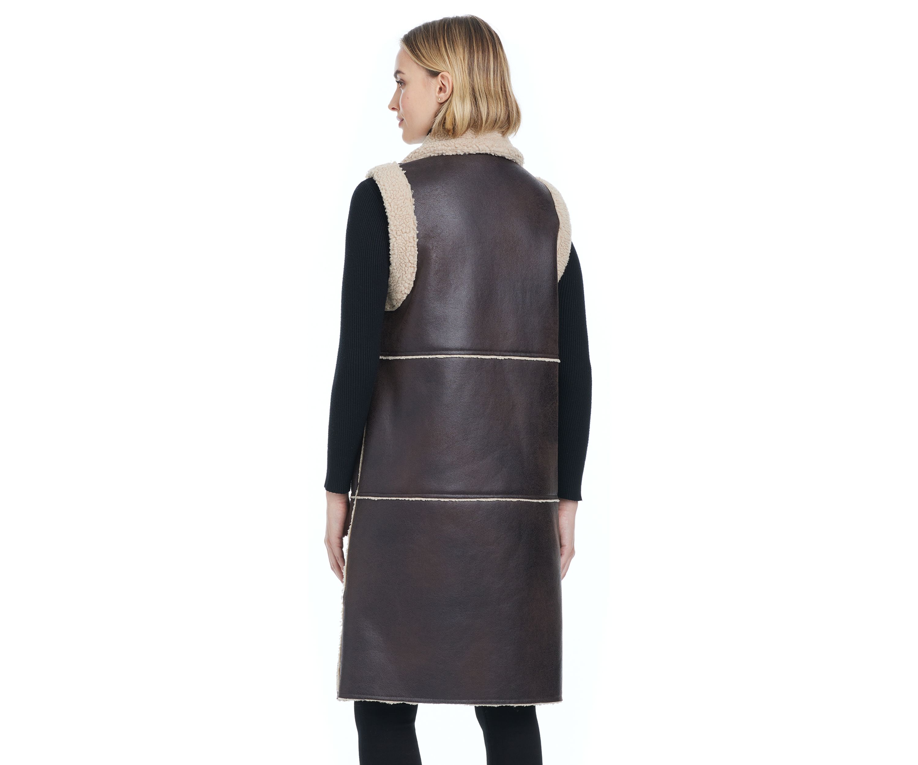 Womens Long Shearling Vest