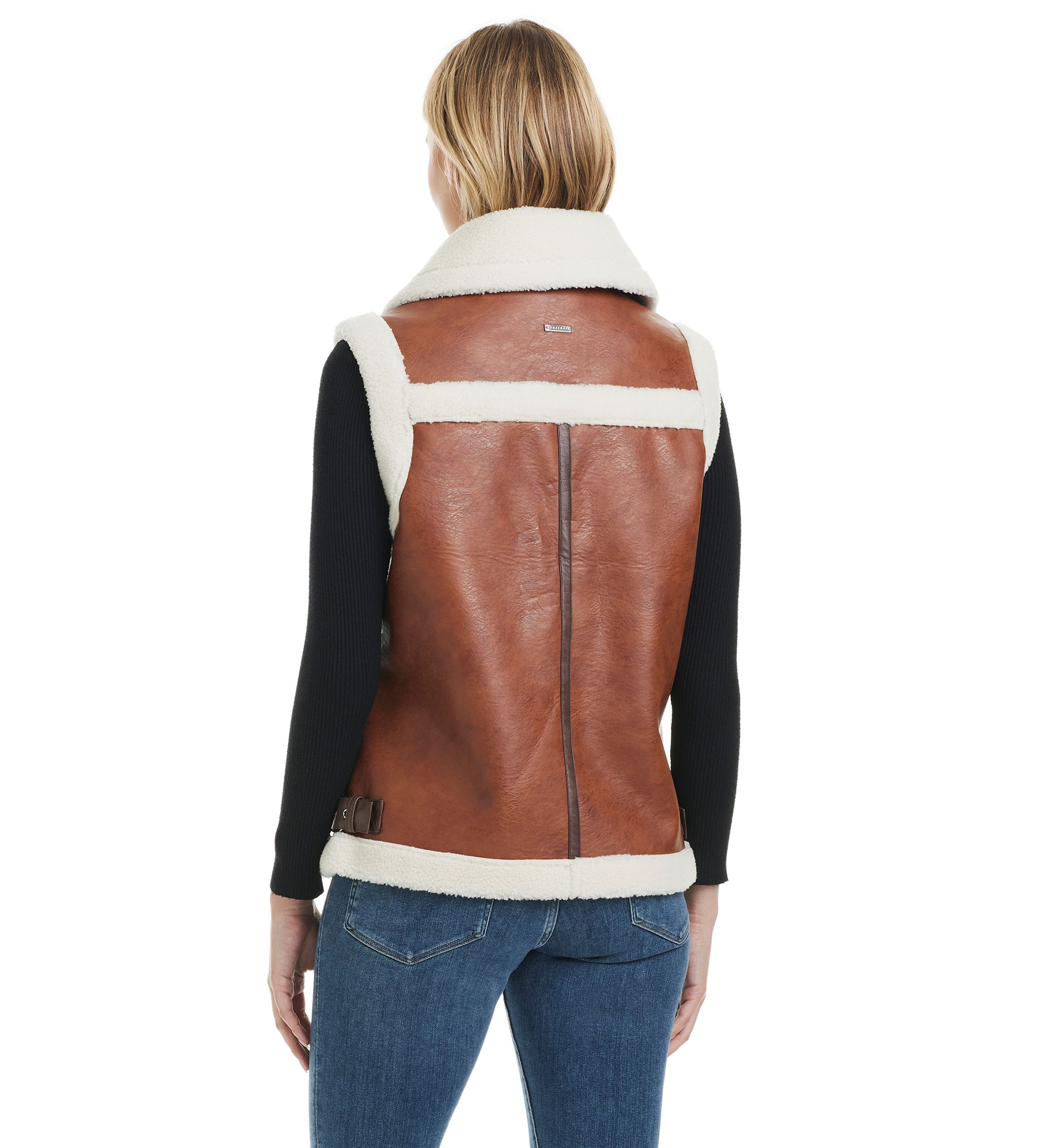 Leah Faux Leather Shearling Vest 