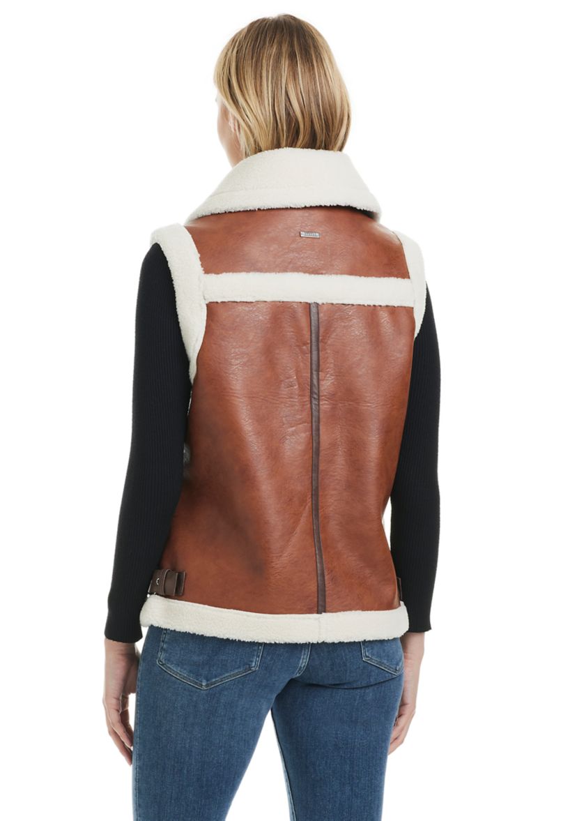 Leah Faux Leather Shearling Vest 