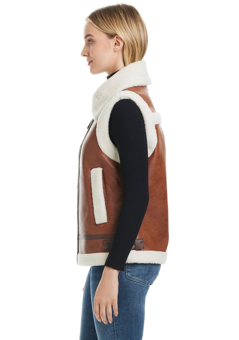 Leah Faux Leather Shearling Vest 