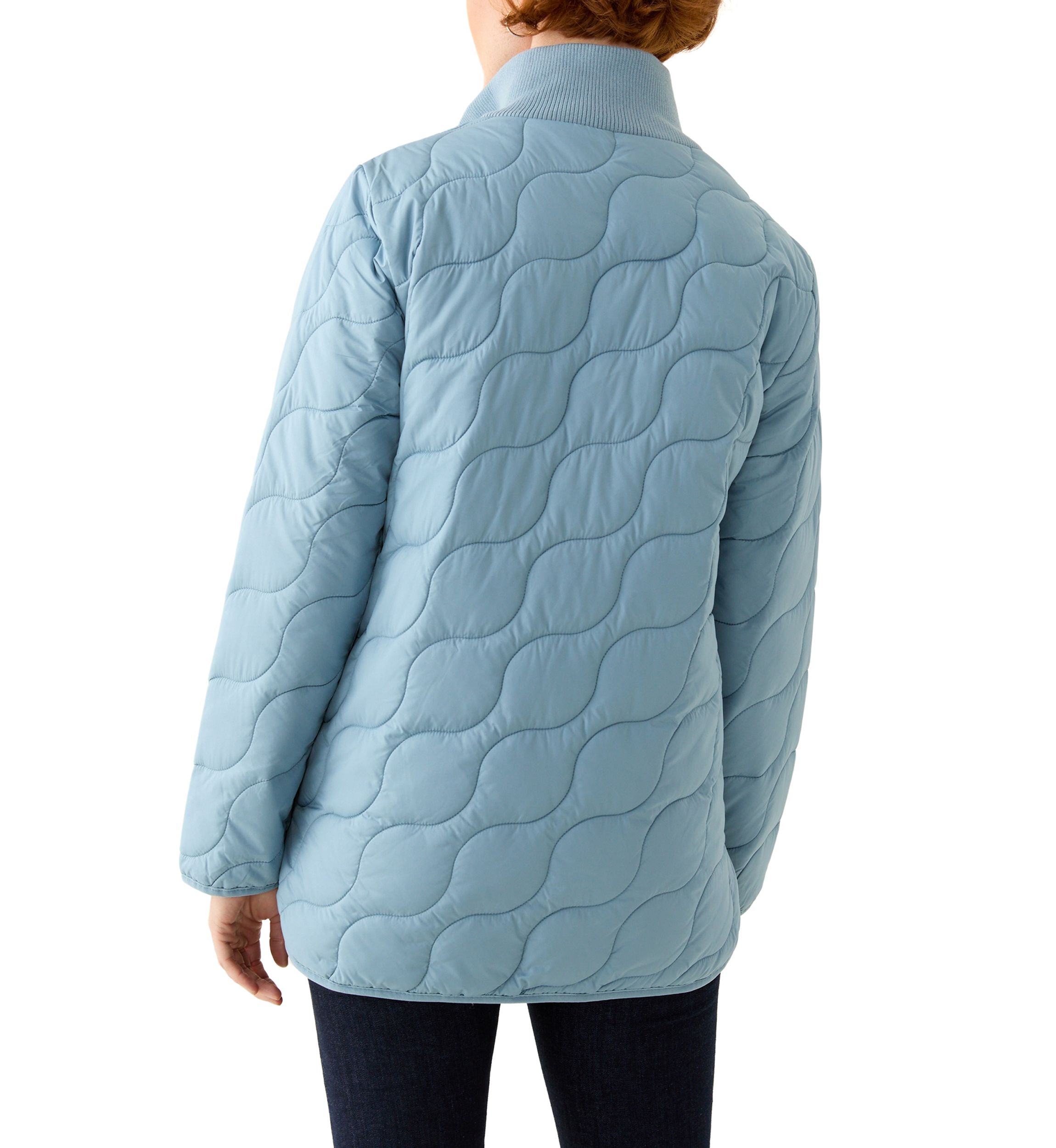 Womens Rib Knit Puffer Jacket 