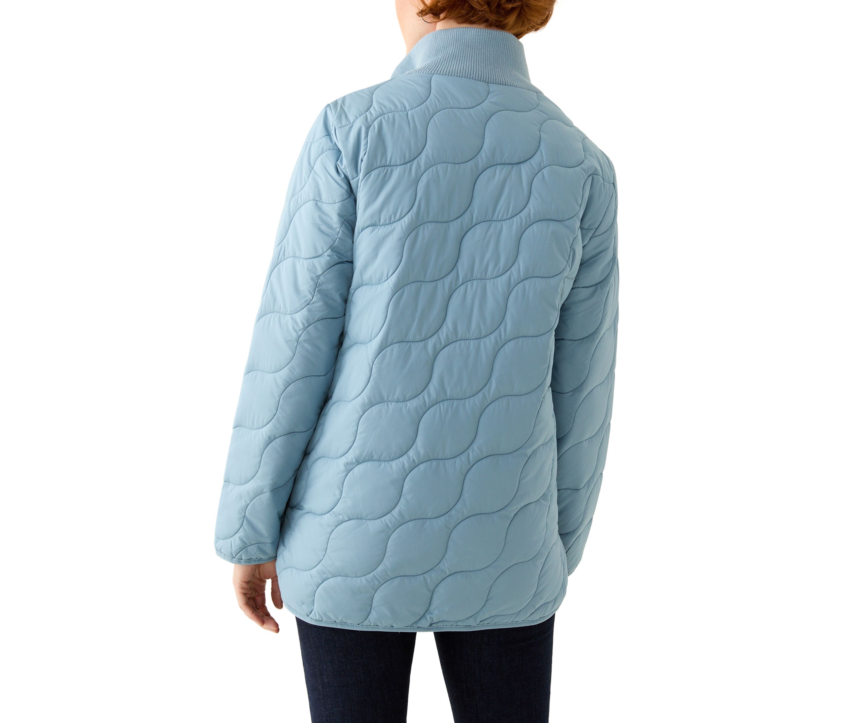 Womens Rib Knit Puffer Jacket 
