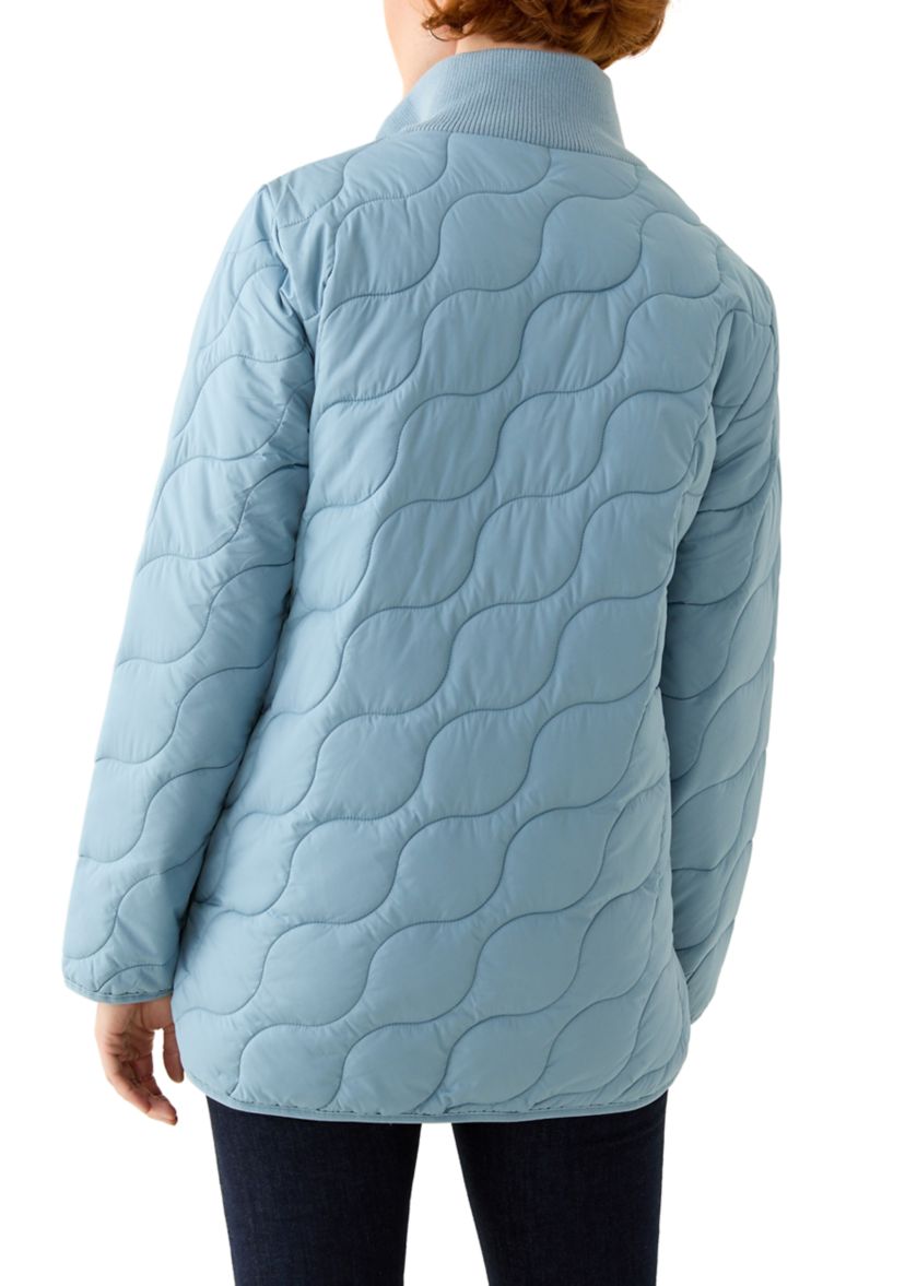 Womens Rib Knit Puffer Jacket 