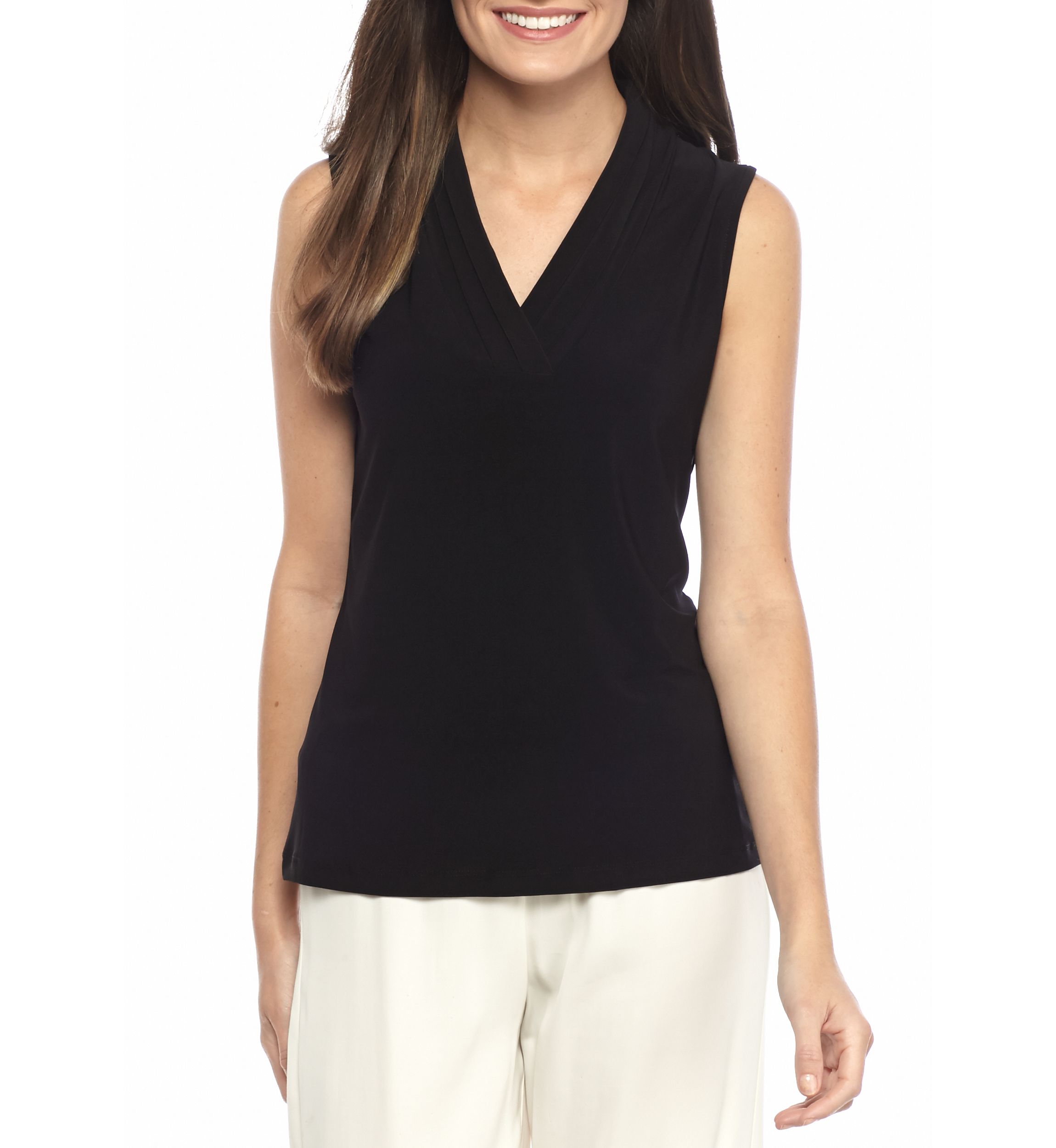 Womens Jersey V Neck Knit Top