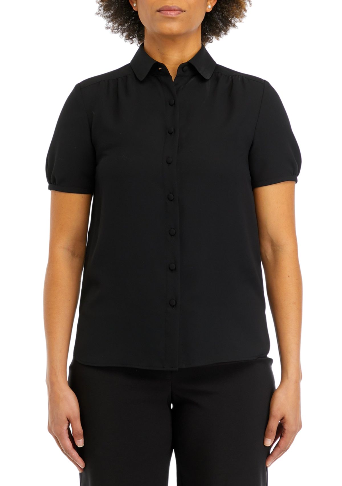 Womens Button Down Shirt with Peter Pan Collar