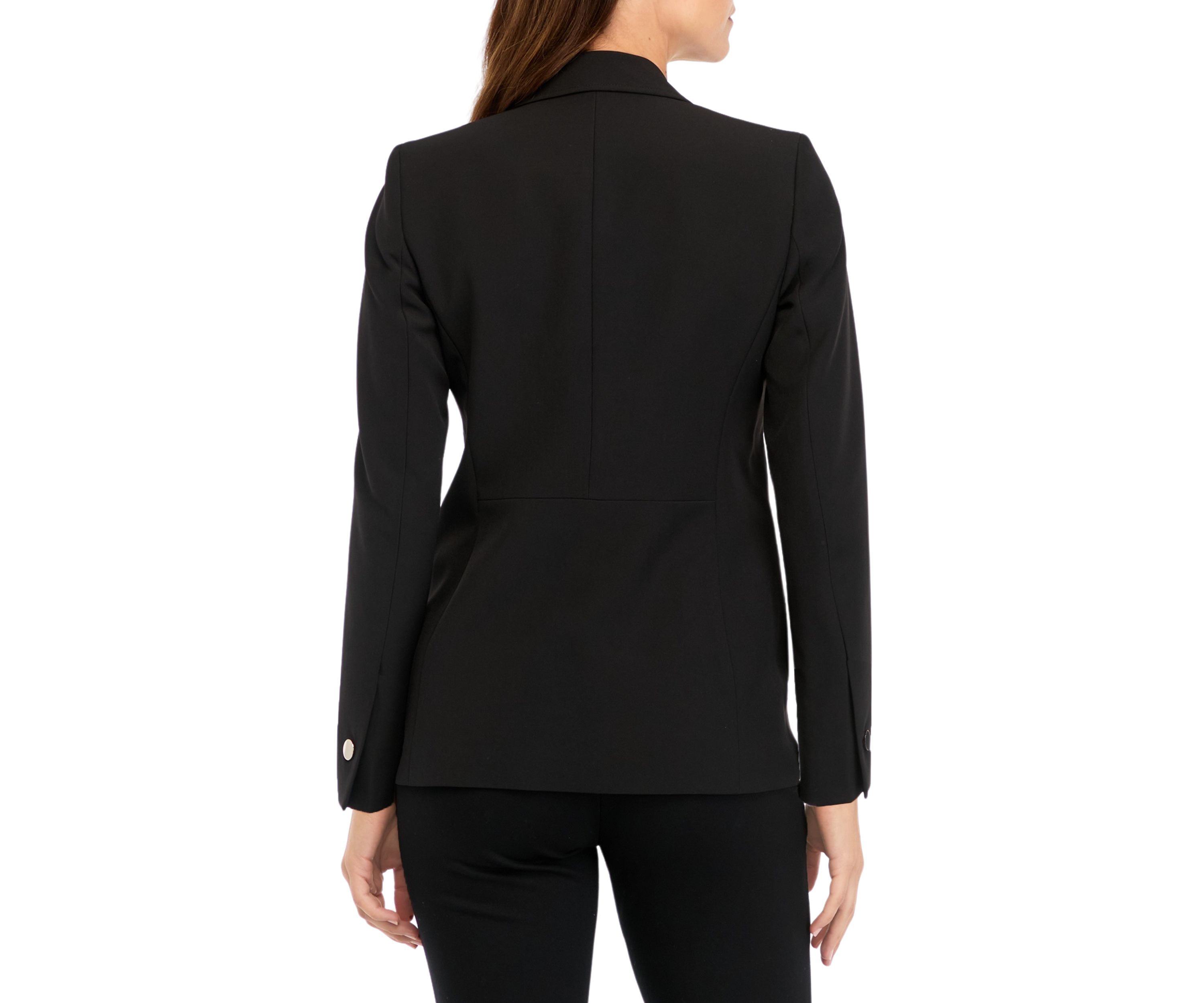 Womens Collection Compression Faux Double Breasted Patch Pocket Jacket