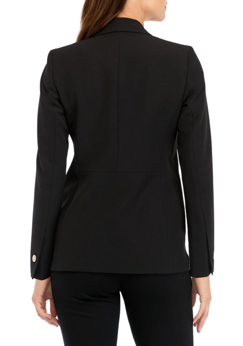 Womens Collection Compression Faux Double Breasted Patch Pocket Jacket