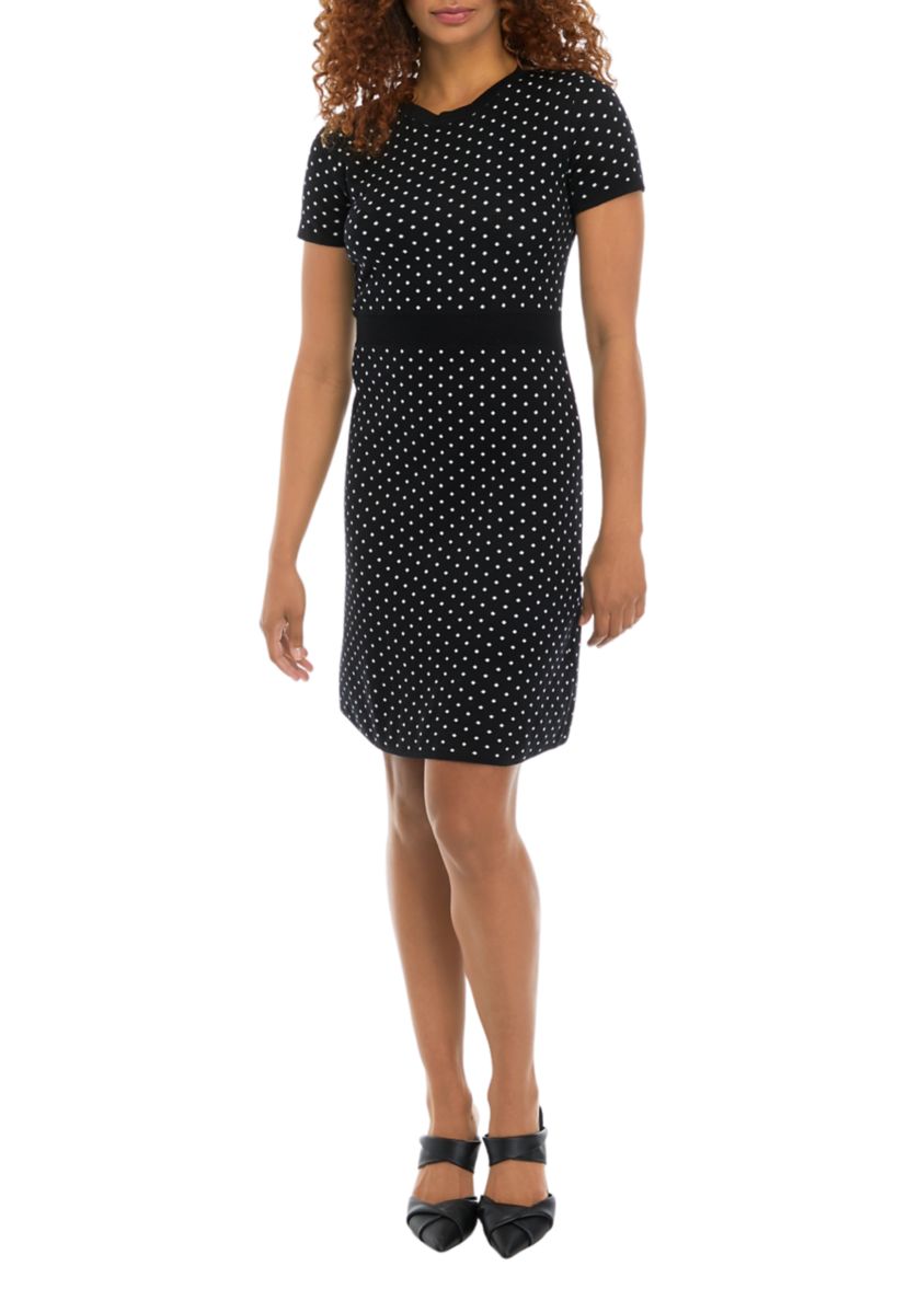 Womens Polka Dot Short Sleeve Dress