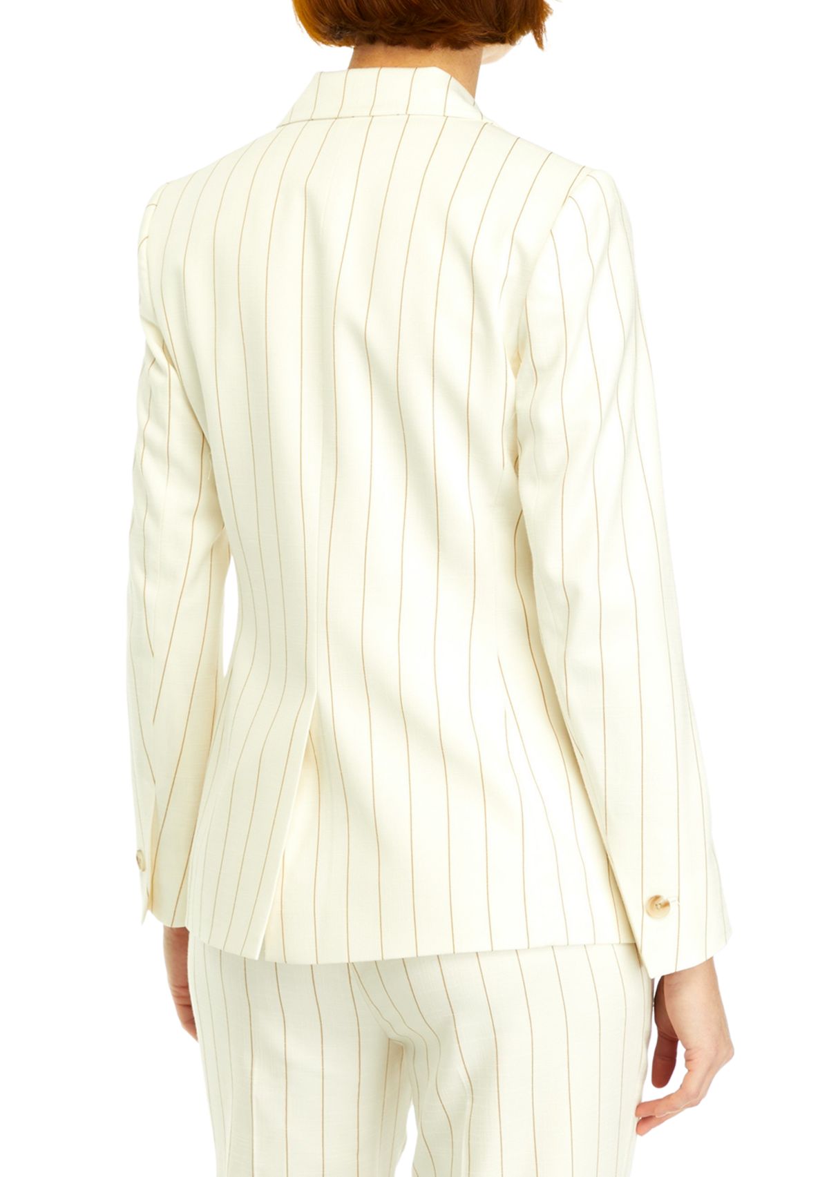 Womens Pinstripe One Button Notch Lapel Jacket