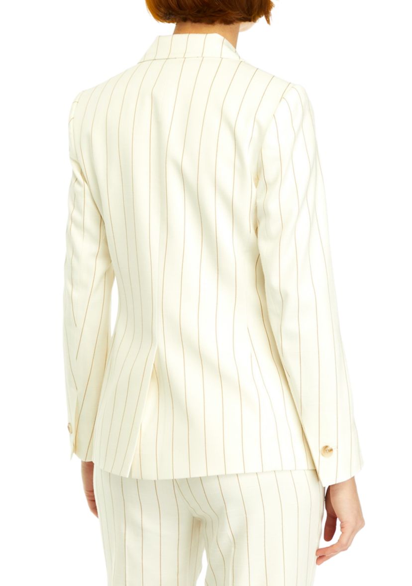 Womens Pinstripe One Button Notch Lapel Jacket