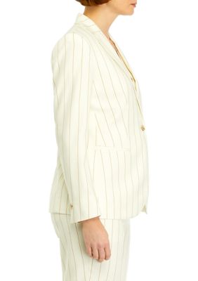 Women's Pinstripe One Button Notch Lapel Jacket