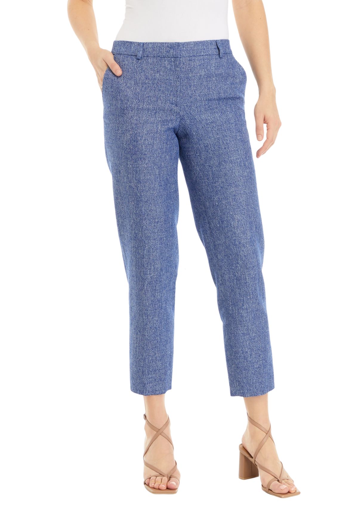 Fly Front Slash Pocket Straight Ankle Pants 