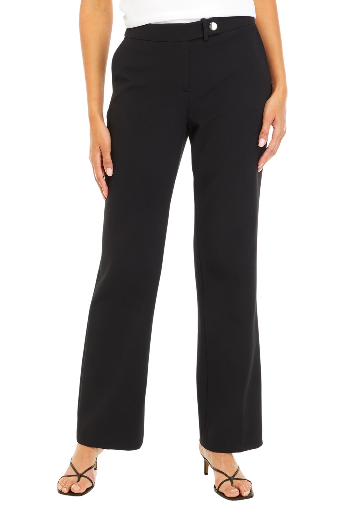 Womens Fly Front Extend Tab Slash Pocket Wide Leg