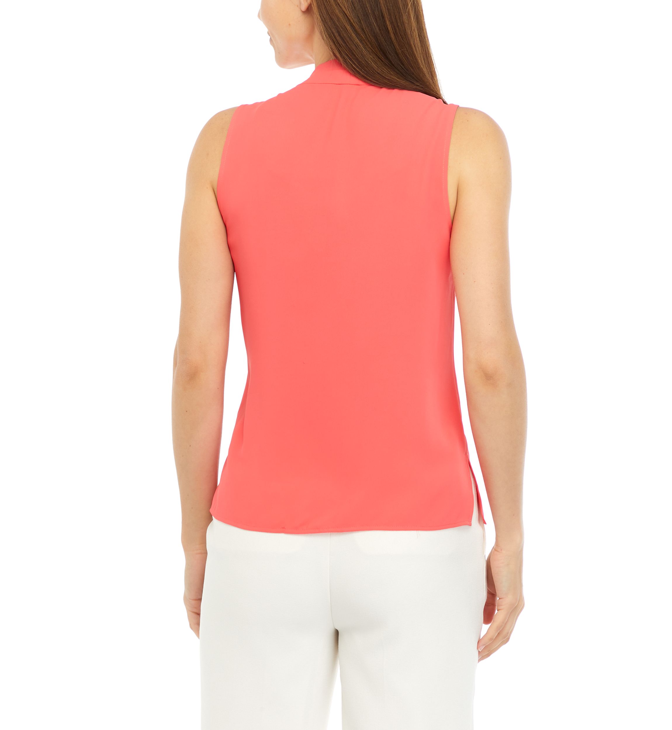 Womens Sleeveless Pleated Shoulder Top