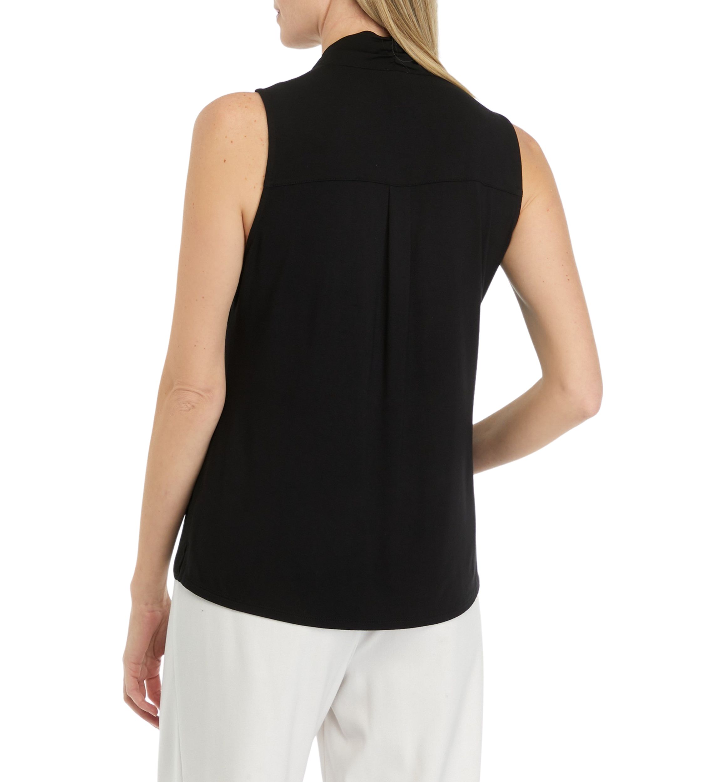 Womens Crepe Sleeveless Bow Detail Top