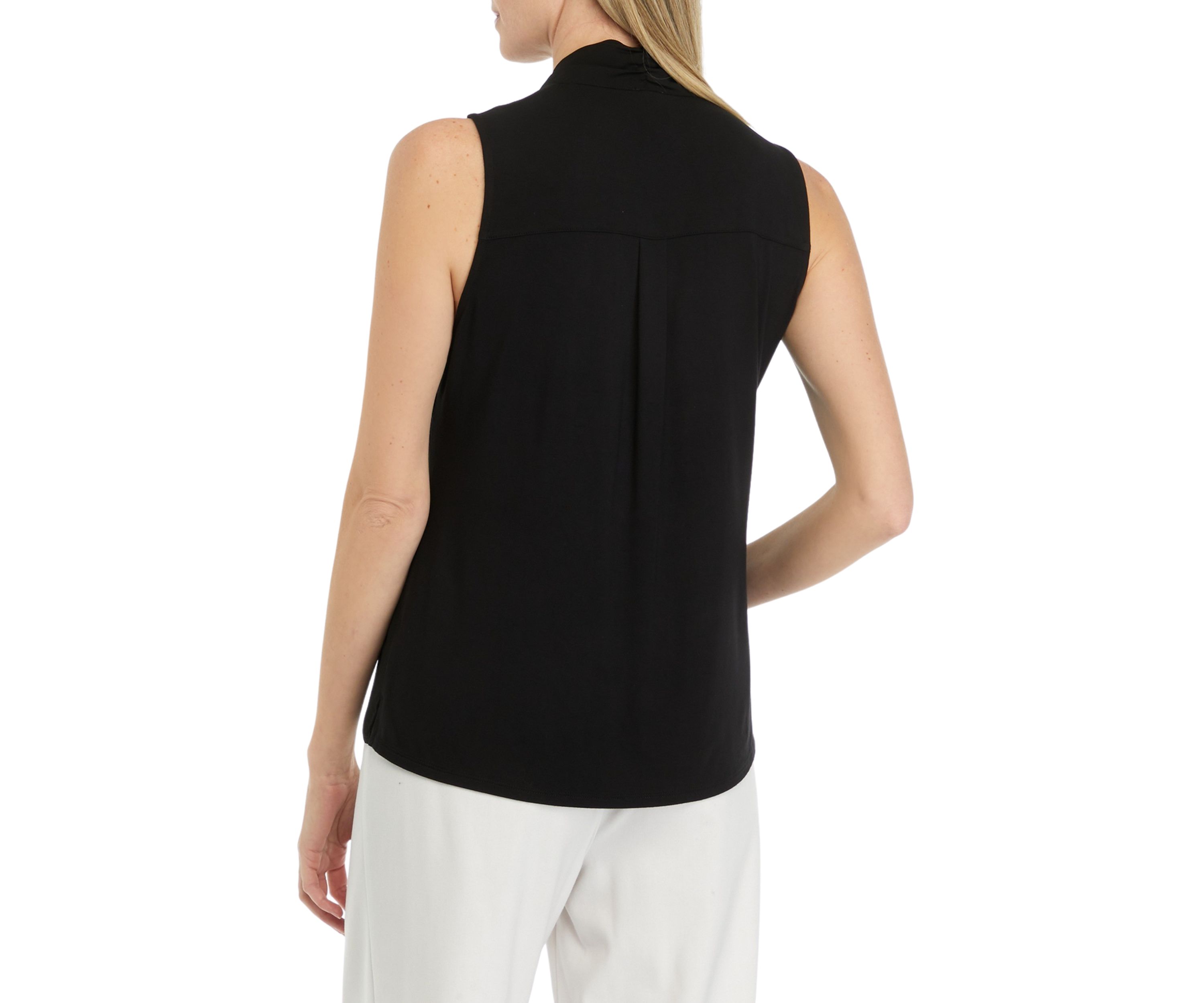 Womens Crepe Sleeveless Bow Detail Top