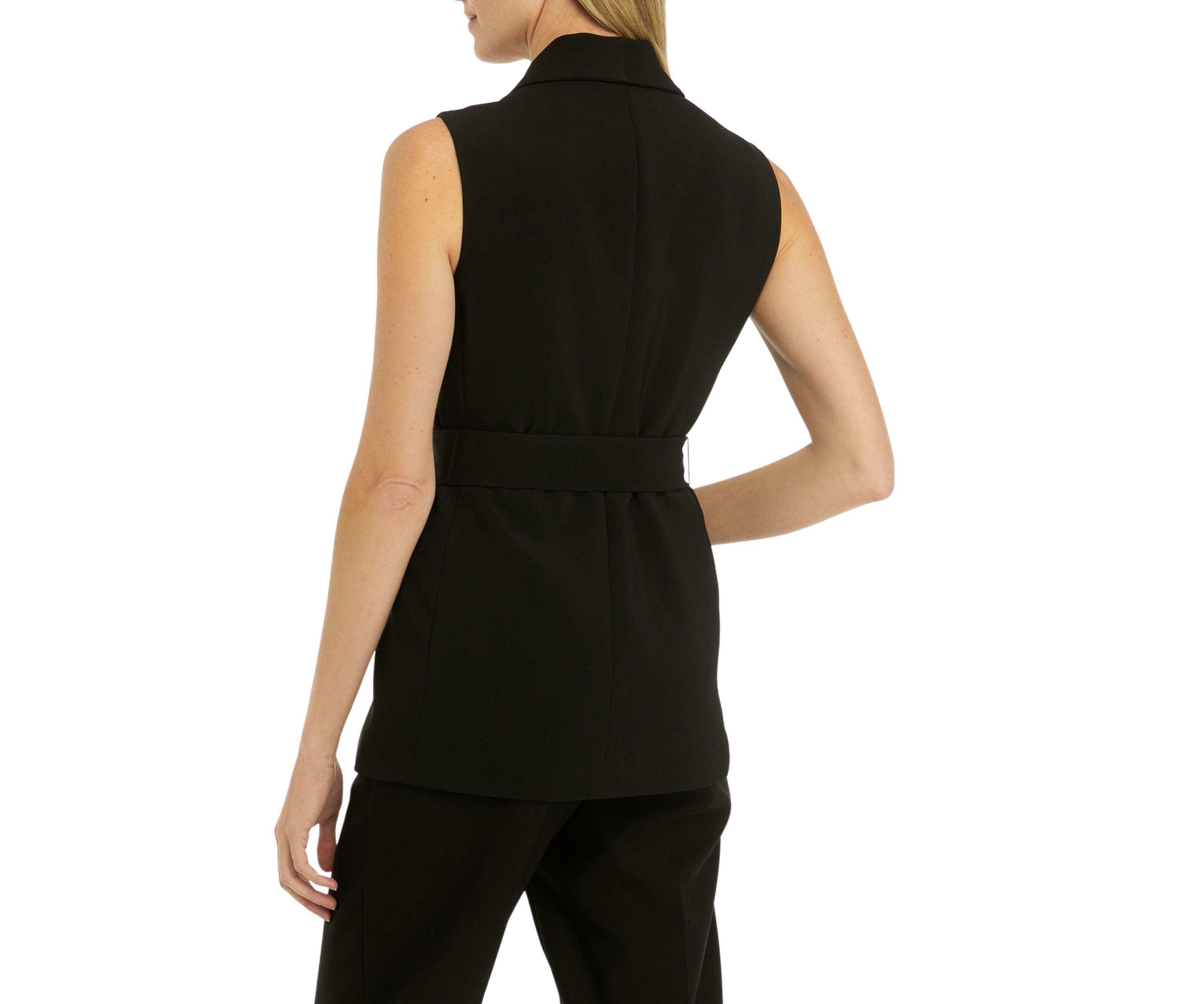 Womens Twill Shawl Collar Tie Vest