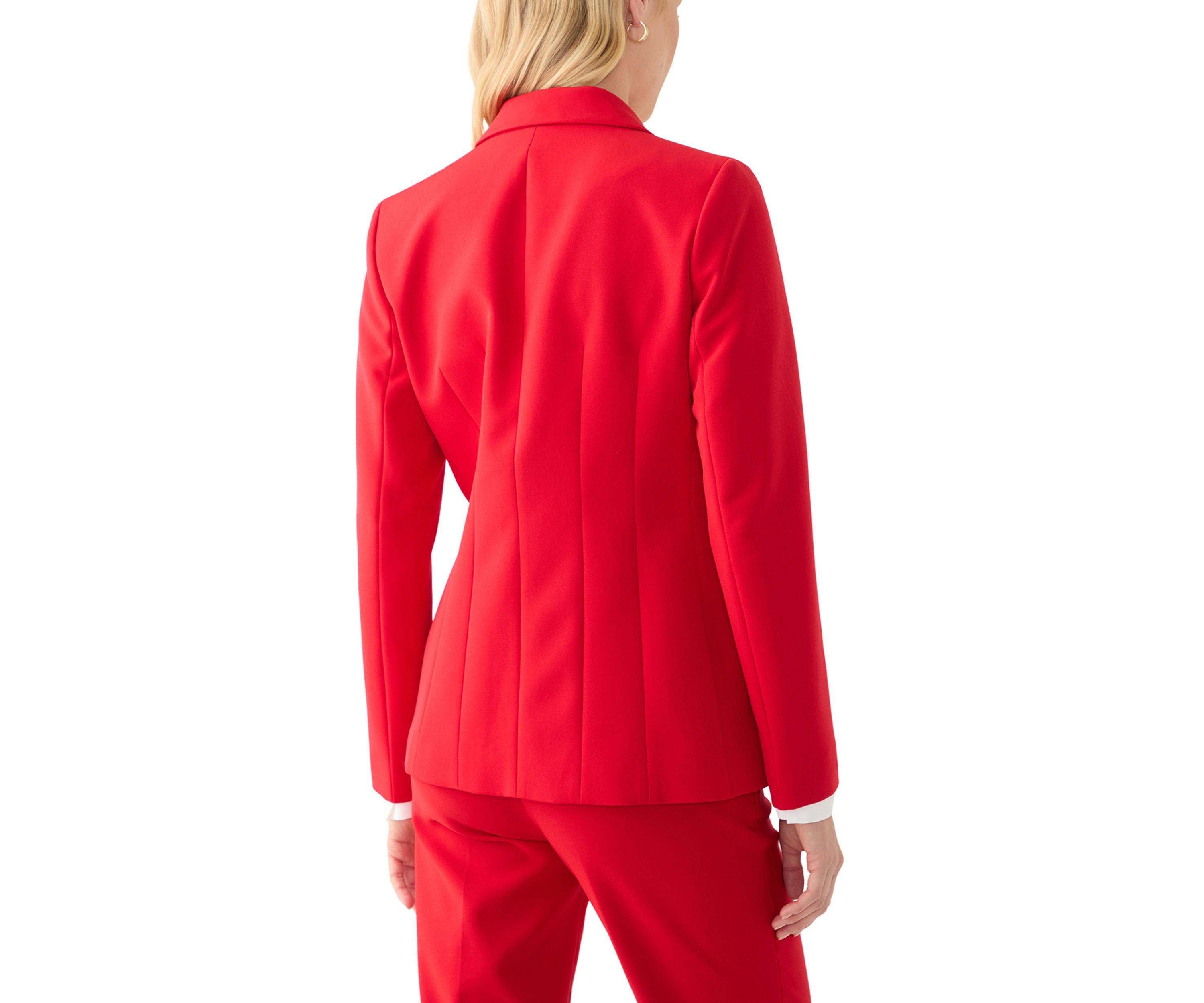 Womens Anne Stretch One Button Notch Collar with Cinched Waist