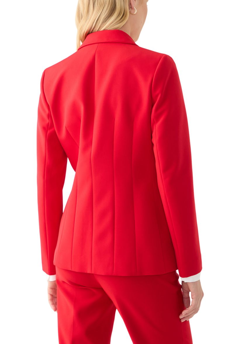 Womens Anne Stretch One Button Notch Collar with Cinched Waist