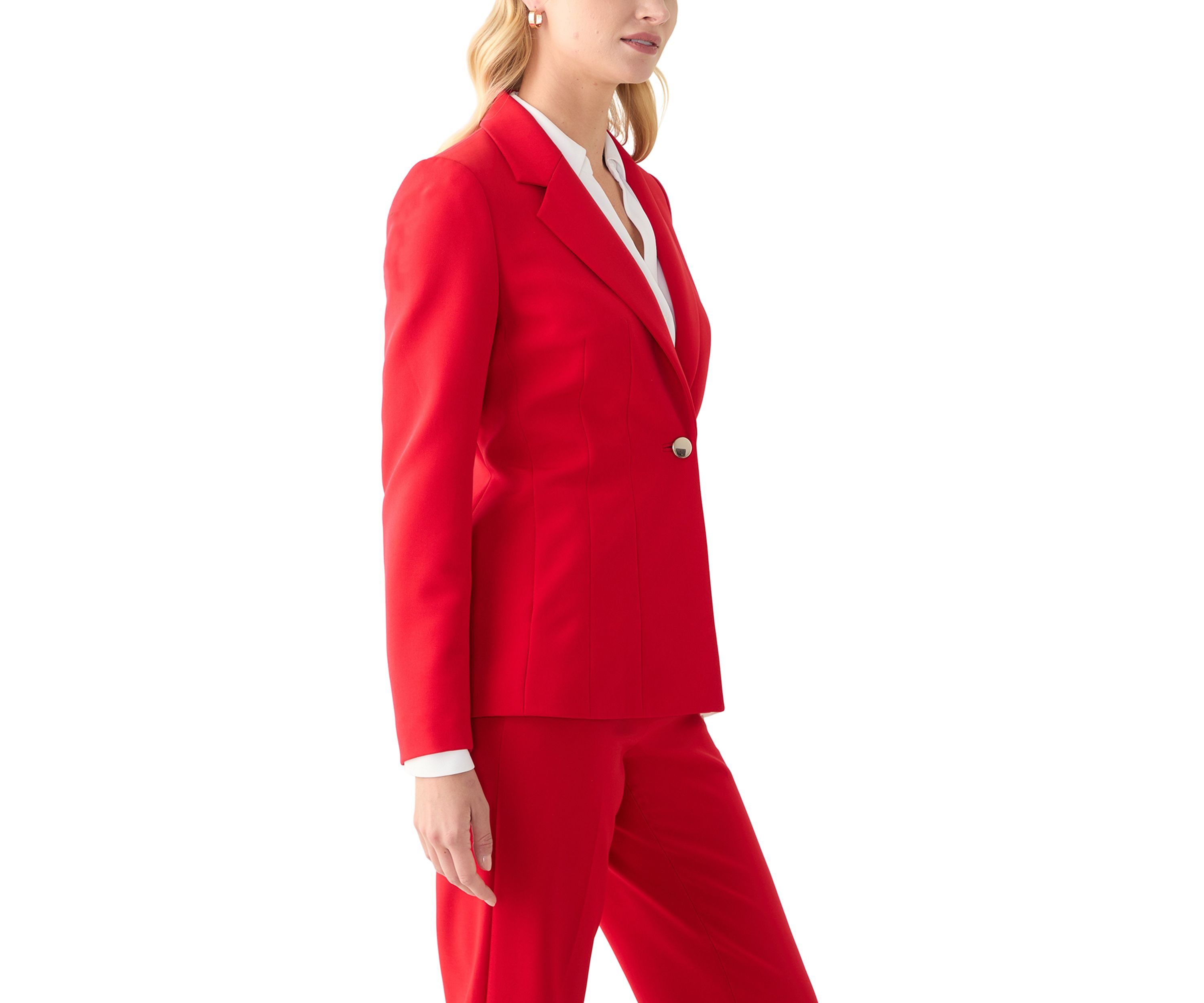 Womens Anne Stretch One Button Notch Collar with Cinched Waist