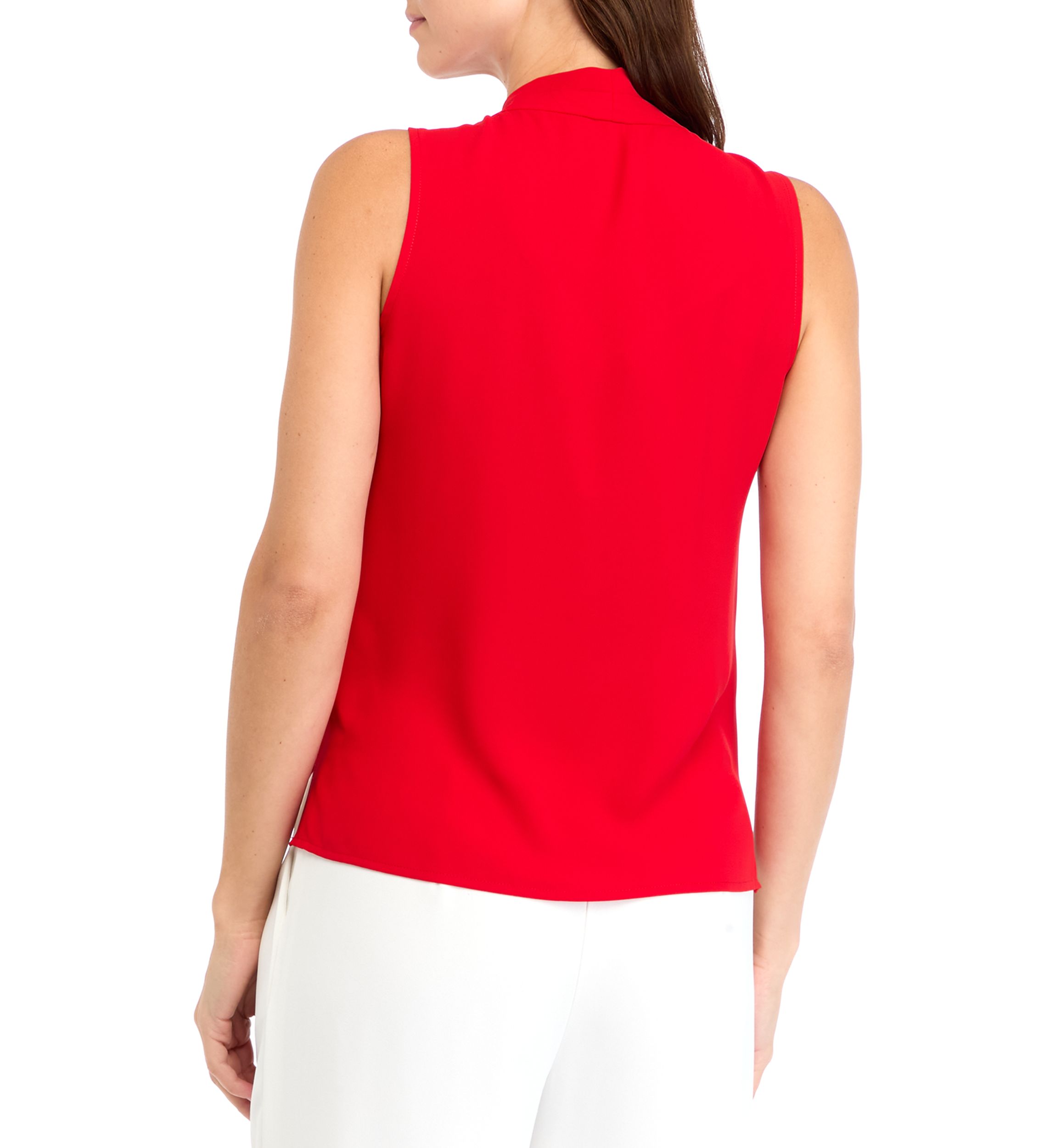 Womens Sleeveless Pleated Shoulder Blouse