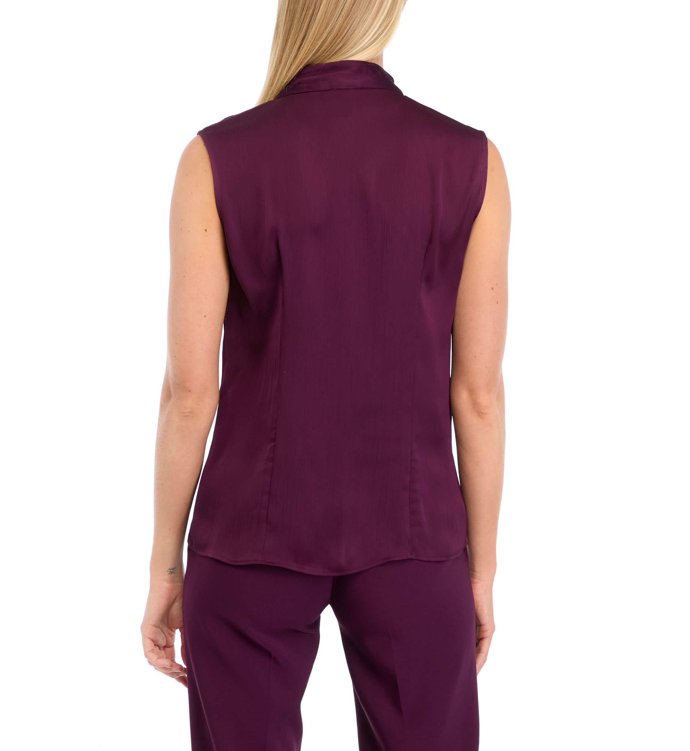 Womens Sleeveless Tie Neck Blouse