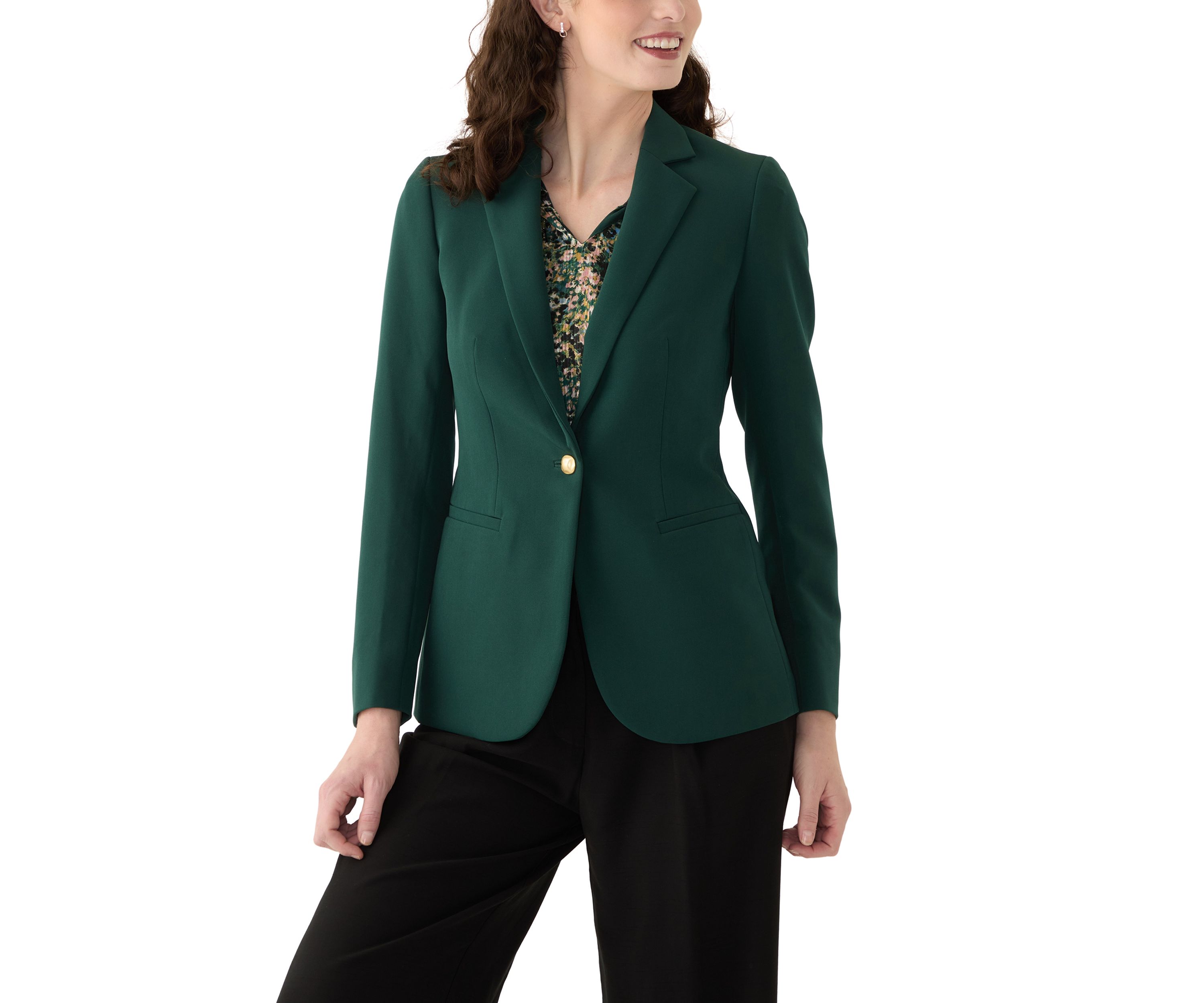 Womens One Button Notch Collar Jacket