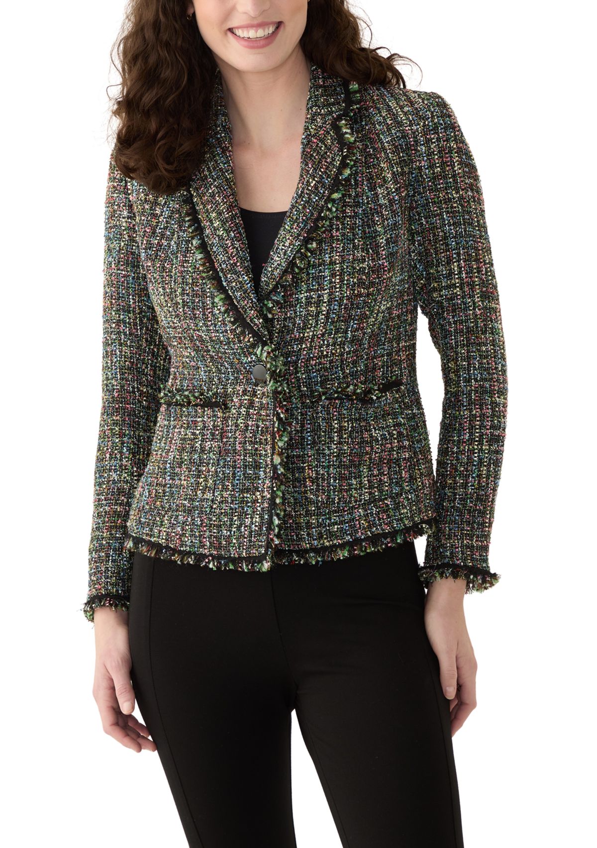 Womens One Button Notch Collar Jacket
