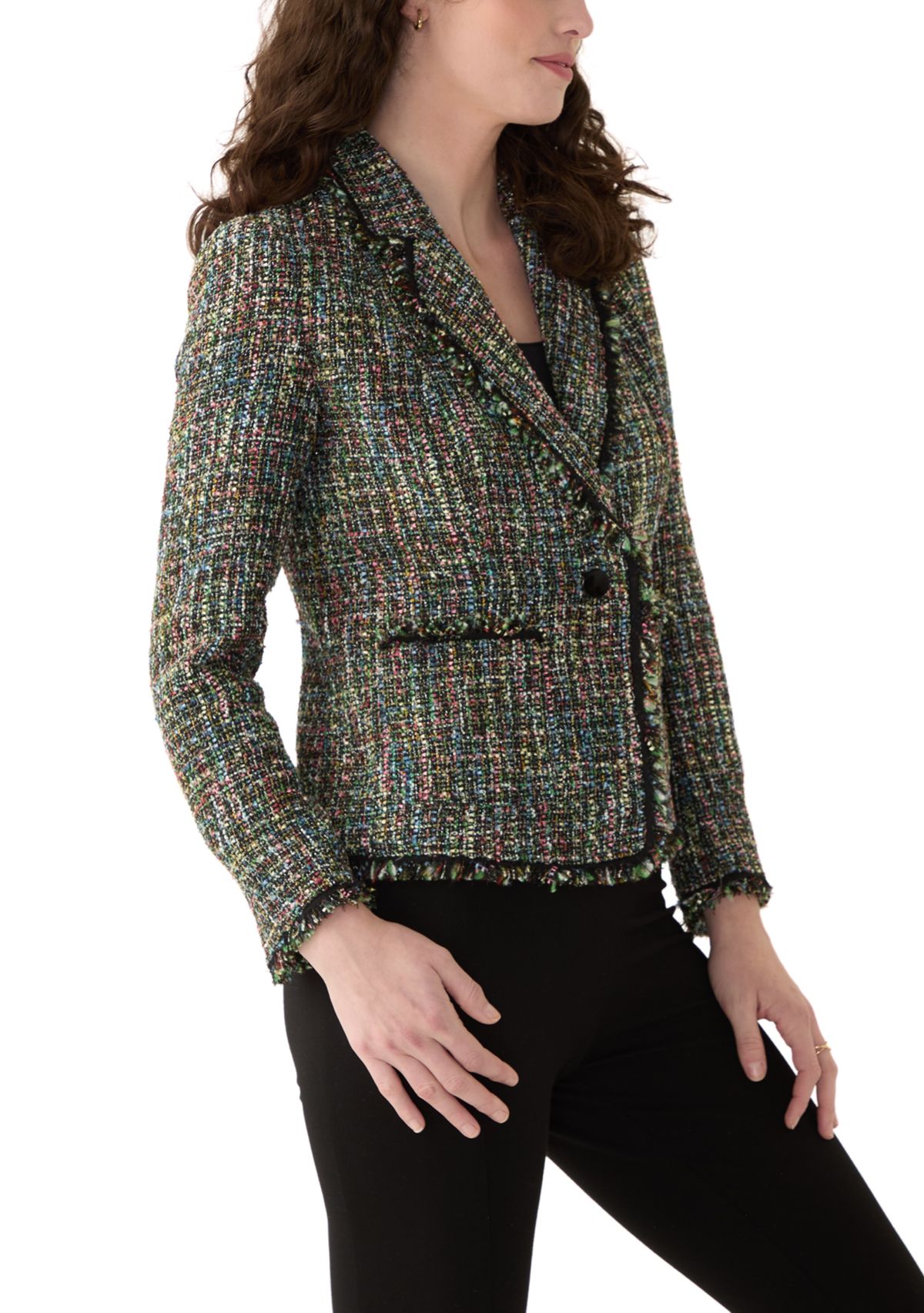 Womens One Button Notch Collar Jacket